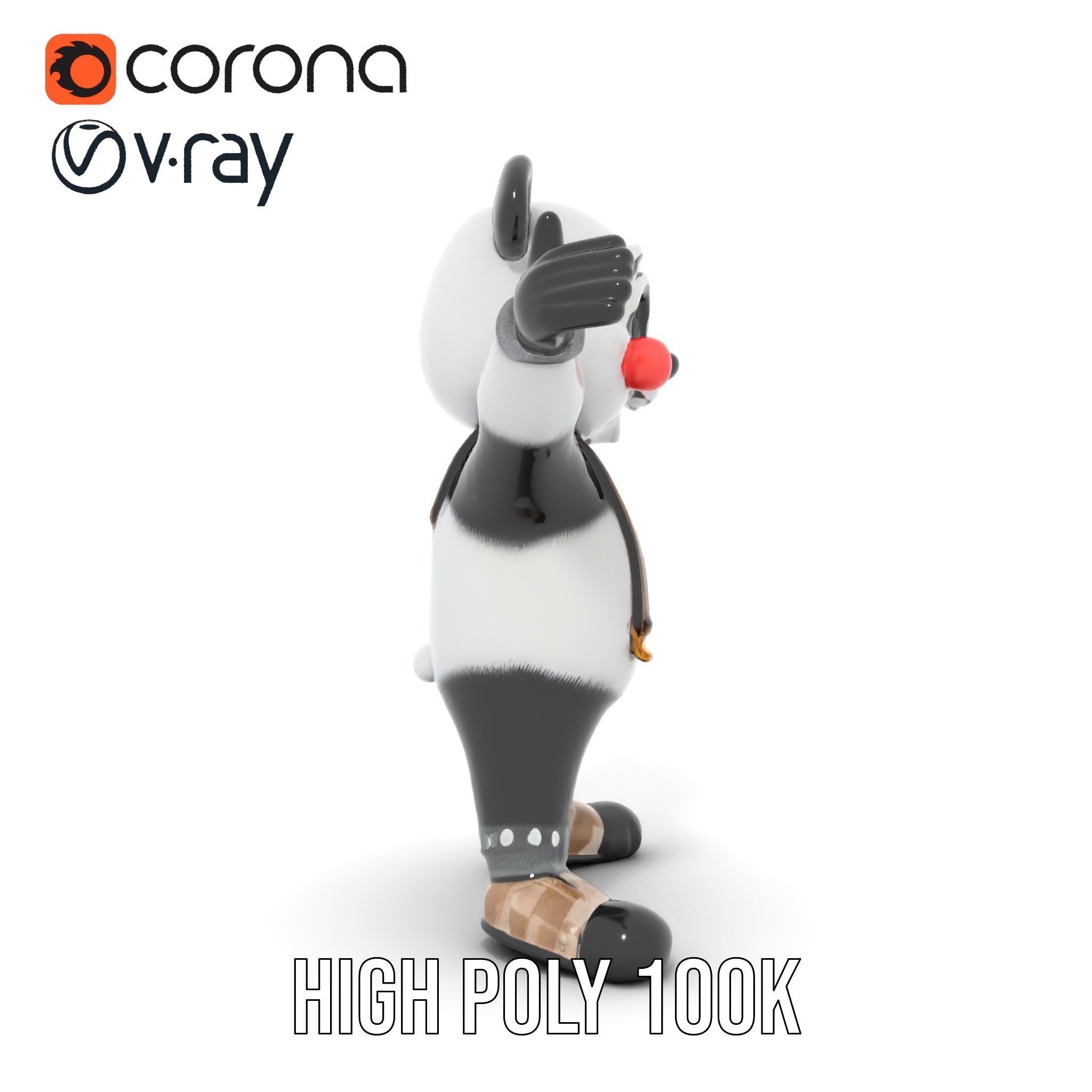 Animated Cute Panda Character Model Rigged and Animated Low-poly 3D model_36