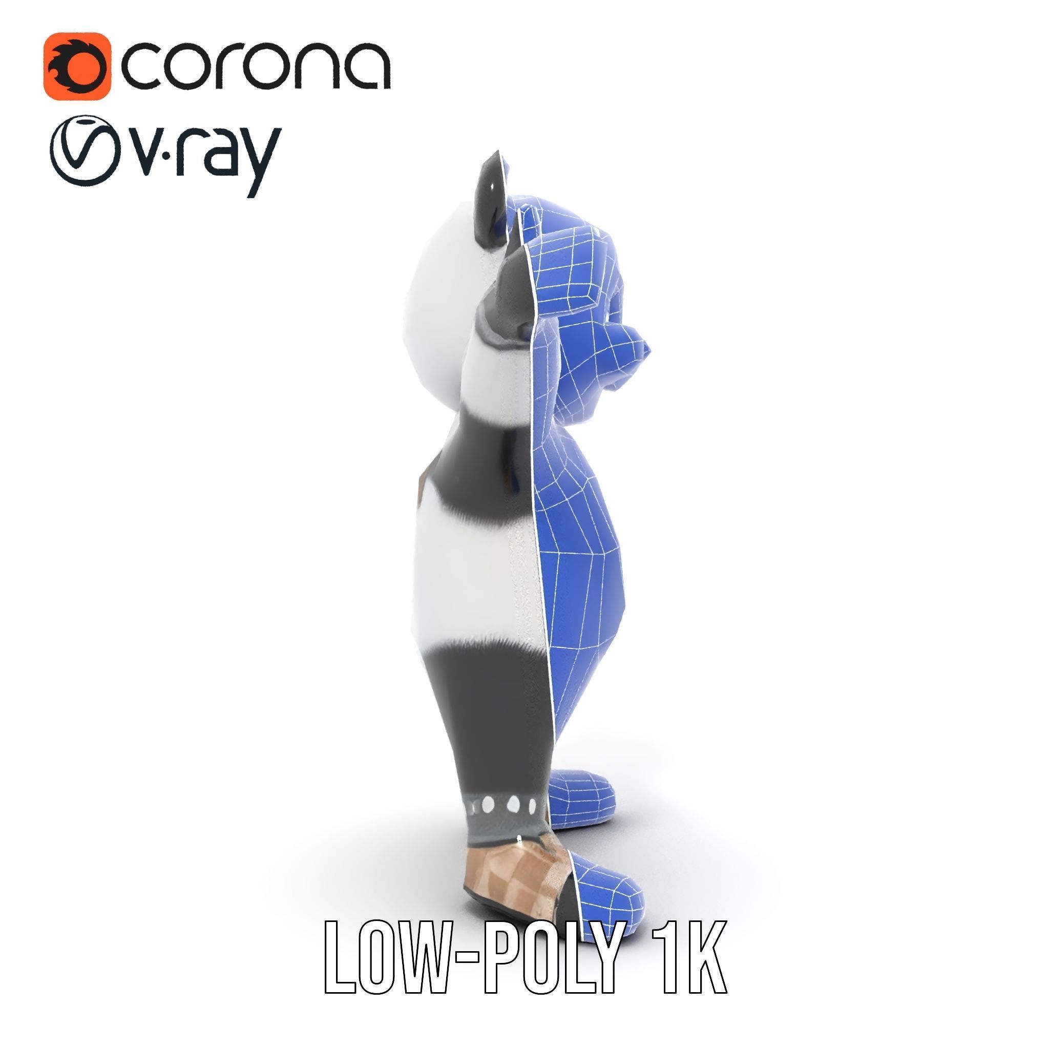 Animated Cute Panda Character Model Rigged and Animated Low-poly 3D model_32