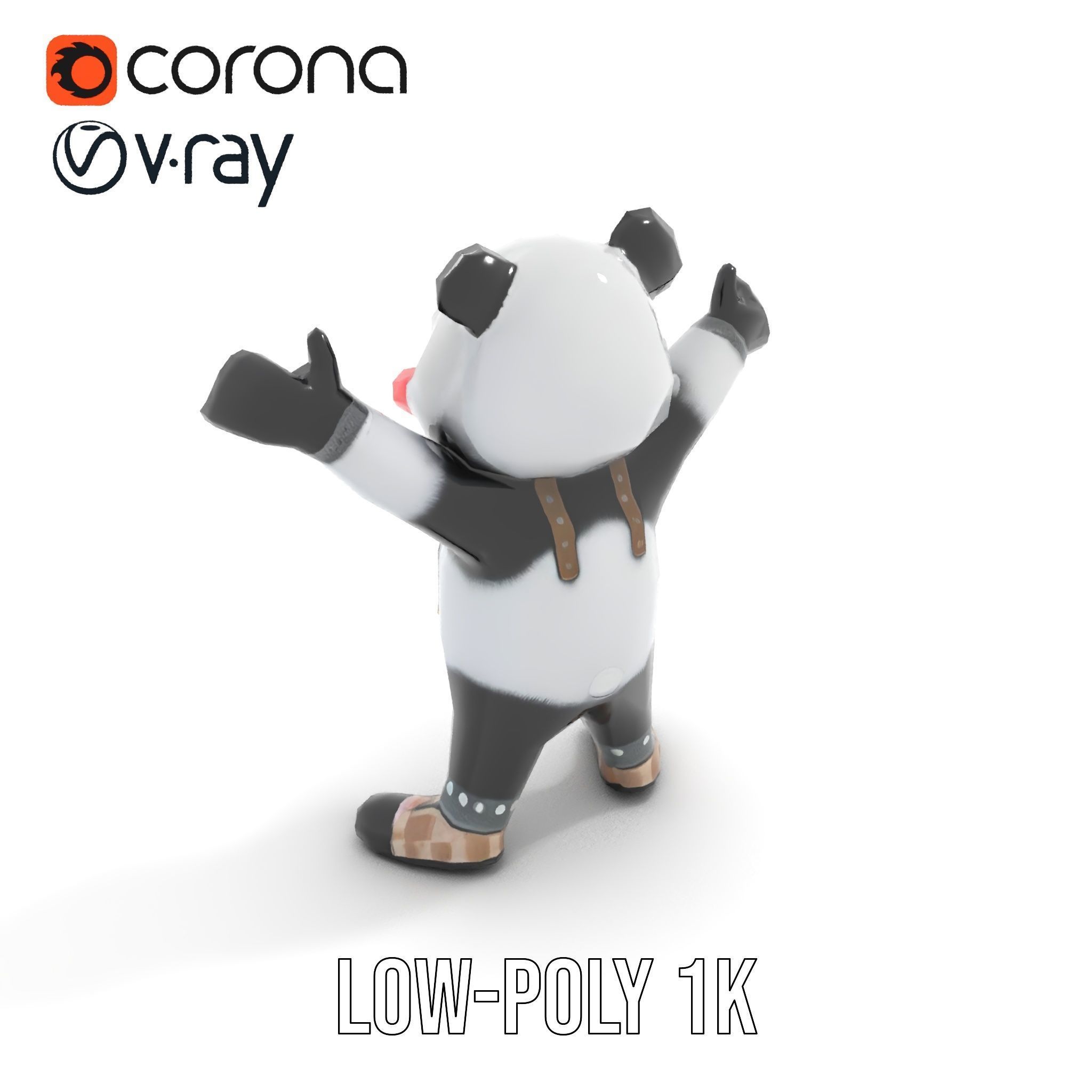 Animated Cute Panda Character Model Rigged and Animated Low-poly 3D model_26