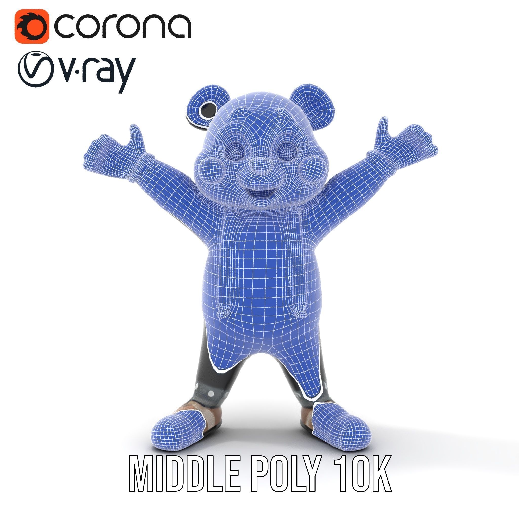 Animated Cute Panda Character Model Rigged and Animated Low-poly 3D model_33