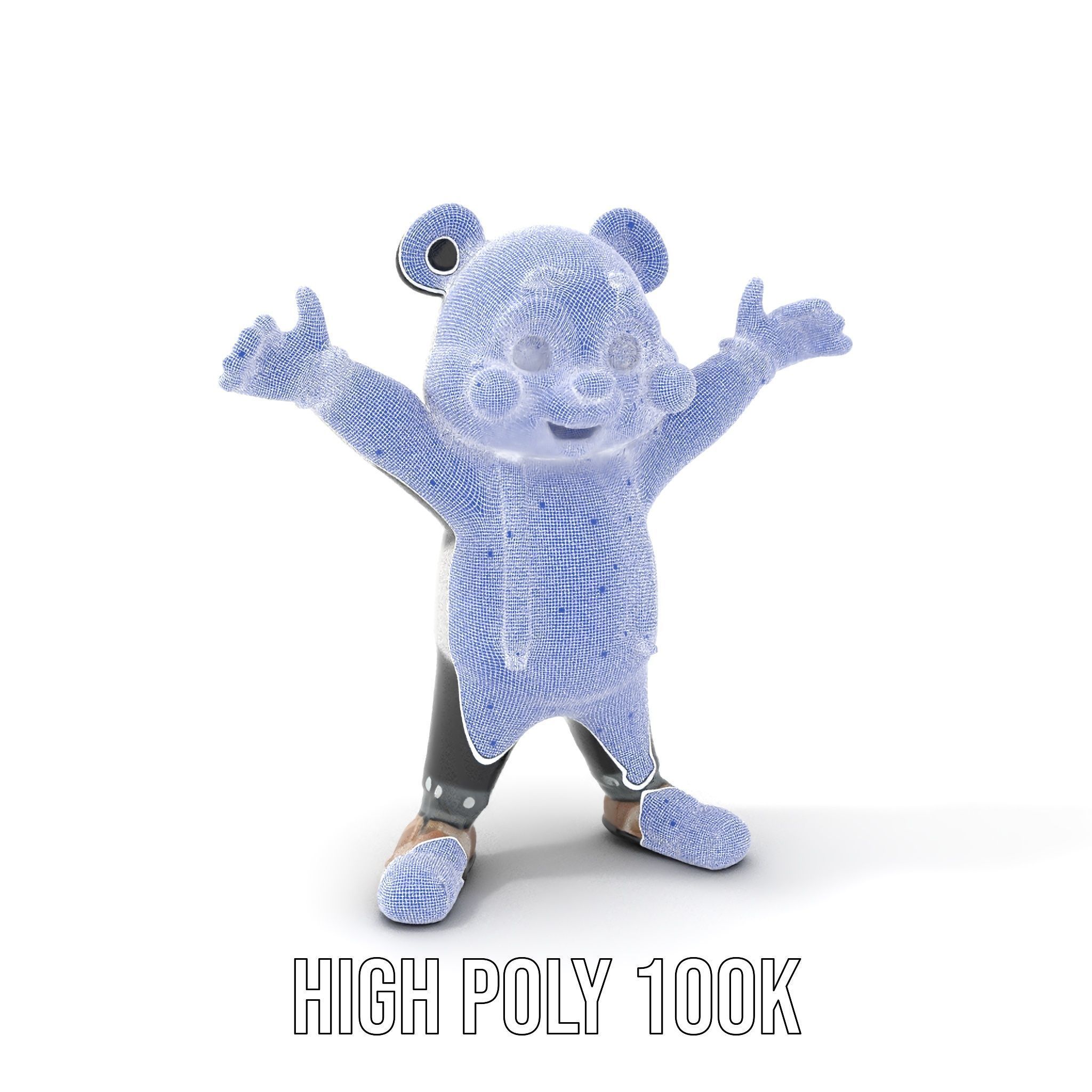 Animated Cute Panda Character Model Rigged and Animated Low-poly 3D model_5