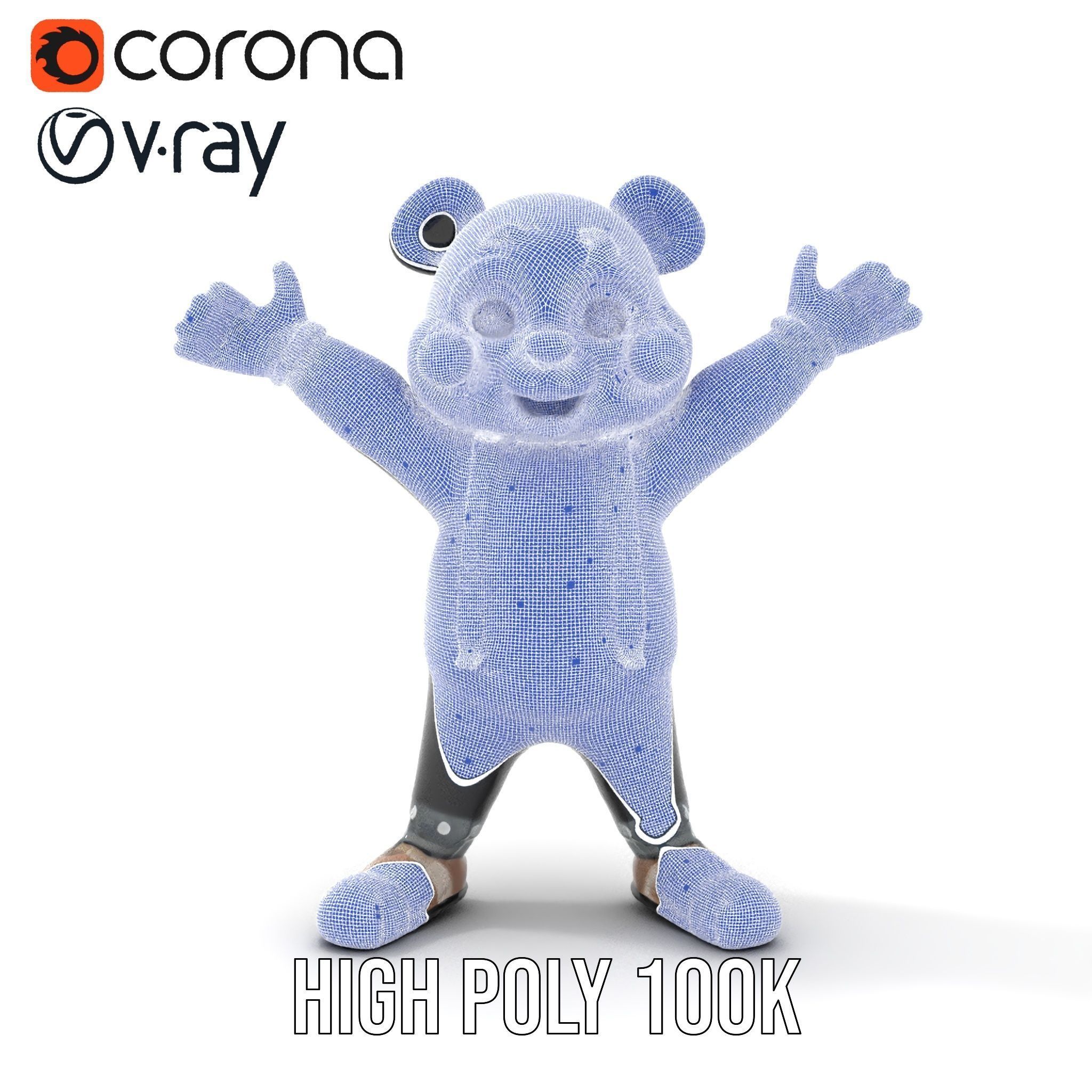 Animated Cute Panda Character Model Rigged and Animated Low-poly 3D model_34