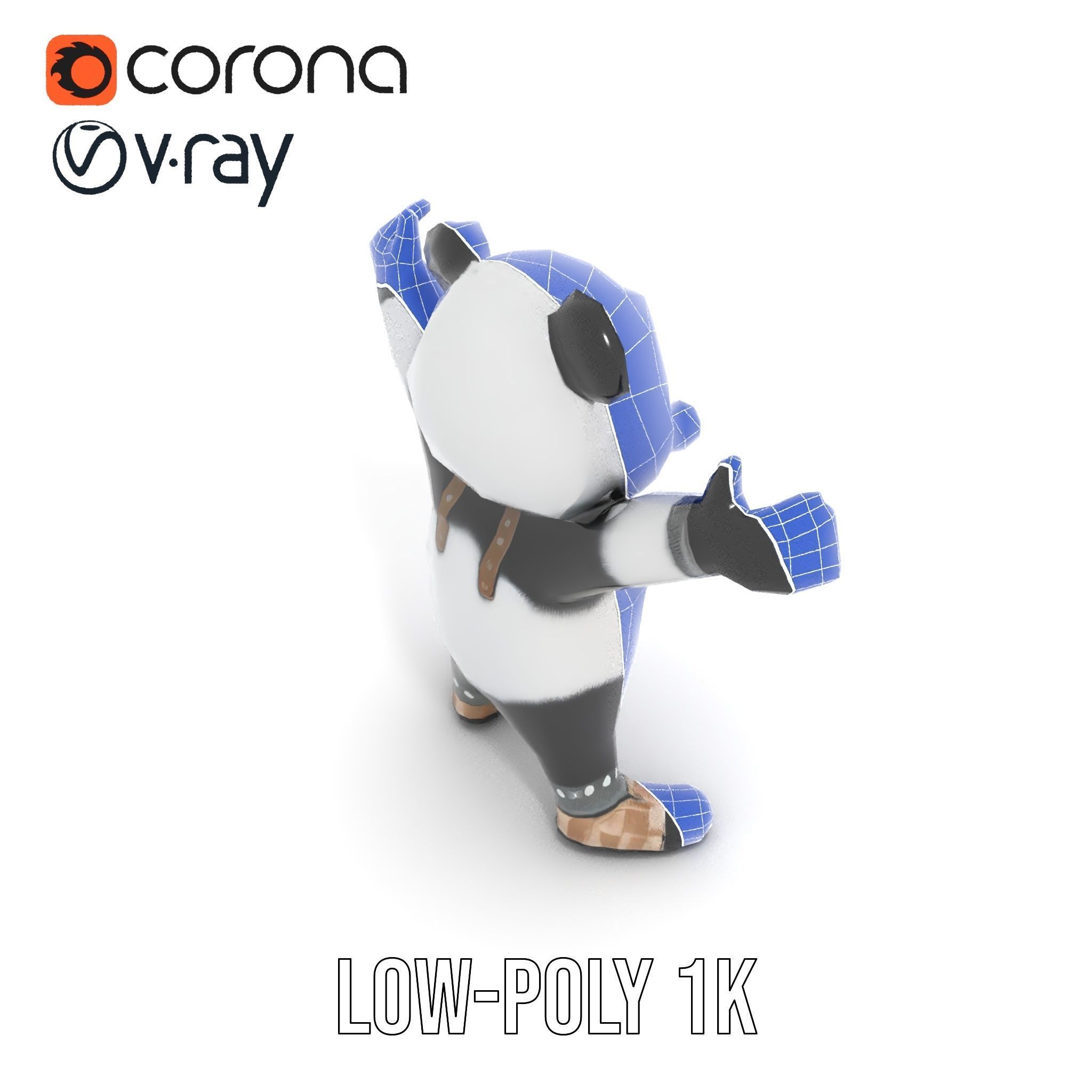Animated Cute Panda Character Model Rigged and Animated Low-poly 3D model_23
