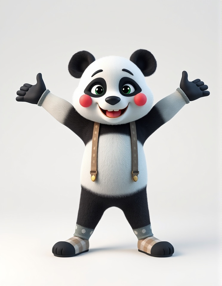 Animated Cute Panda Character Model Rigged and Animated Low-poly 3D model_3