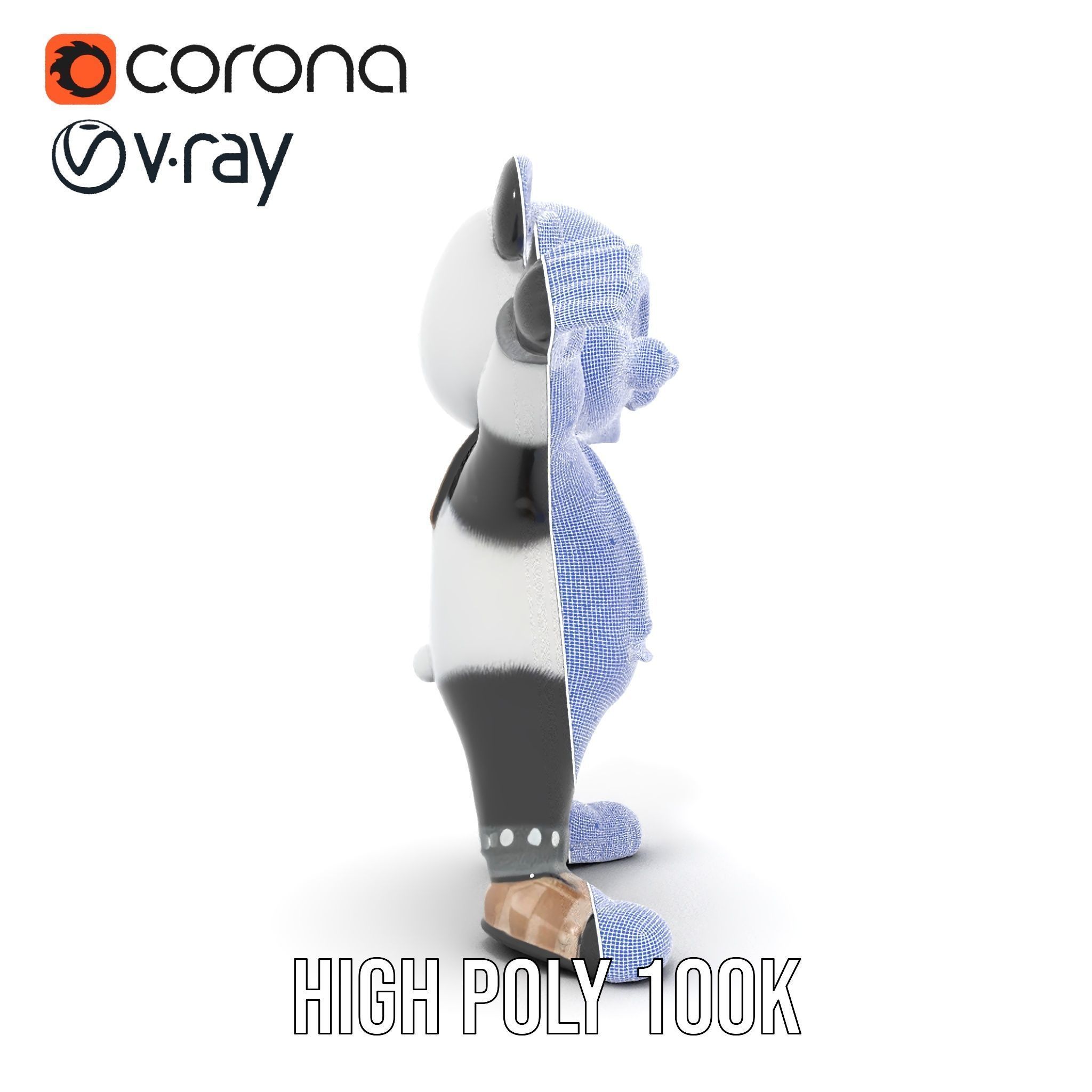 Animated Cute Panda Character Model Rigged and Animated Low-poly 3D model_30