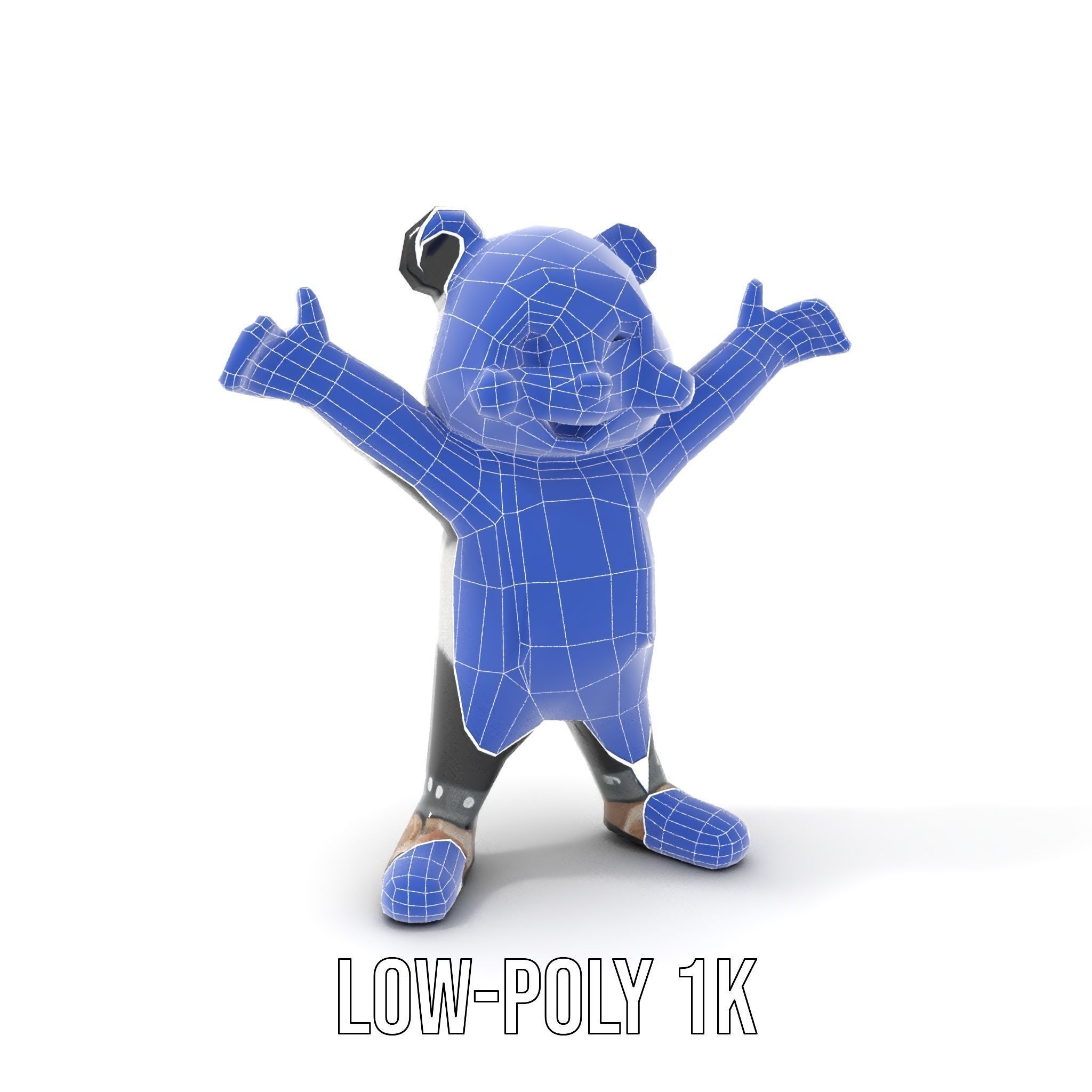 Animated Cute Panda Character Model Rigged and Animated Low-poly 3D model_20