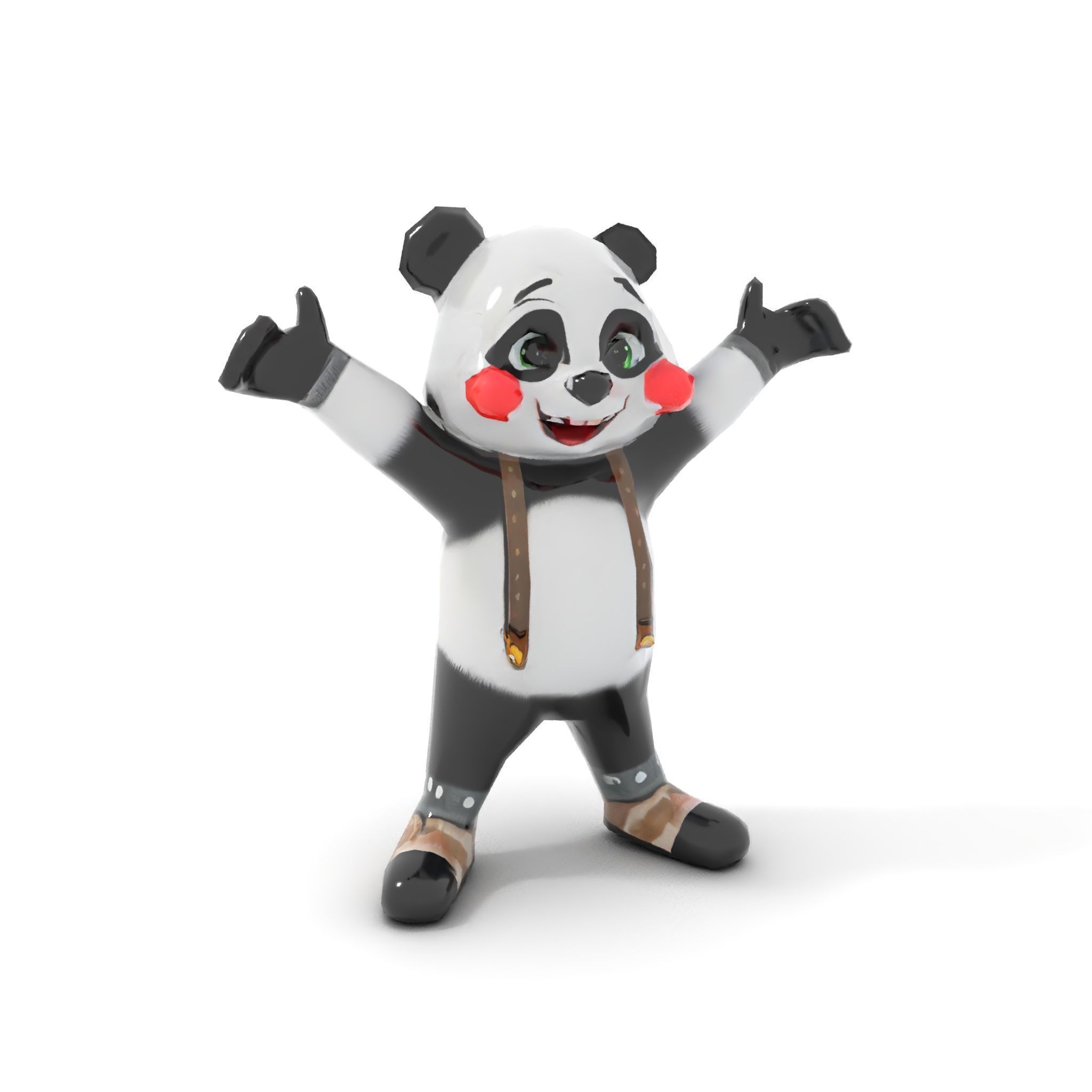 Animated Cute Panda Character Model Rigged and Animated Low-poly 3D model_15