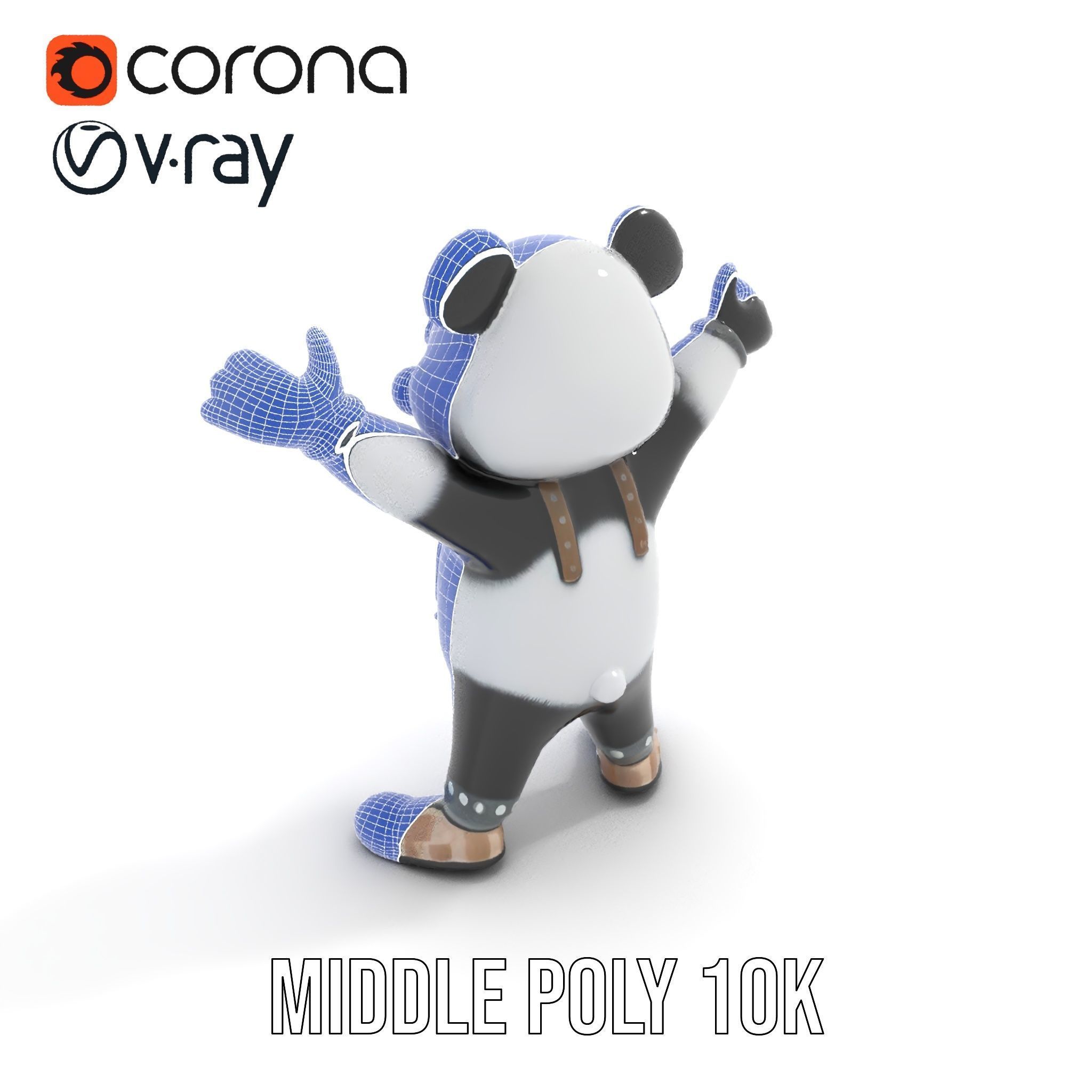 Animated Cute Panda Character Model Rigged and Animated Low-poly 3D model_28