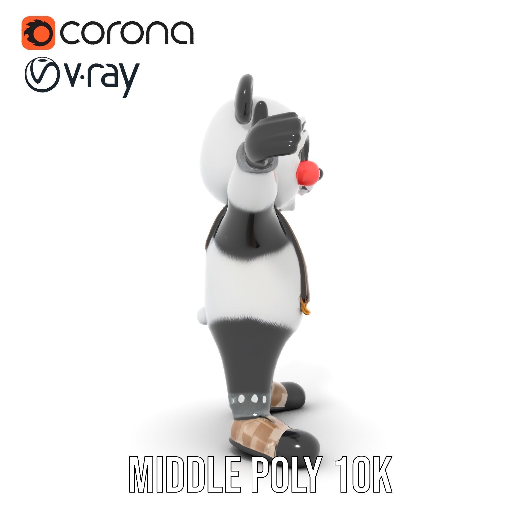 Animated Cute Panda Character Model Rigged and Animated Low-poly 3D model_31