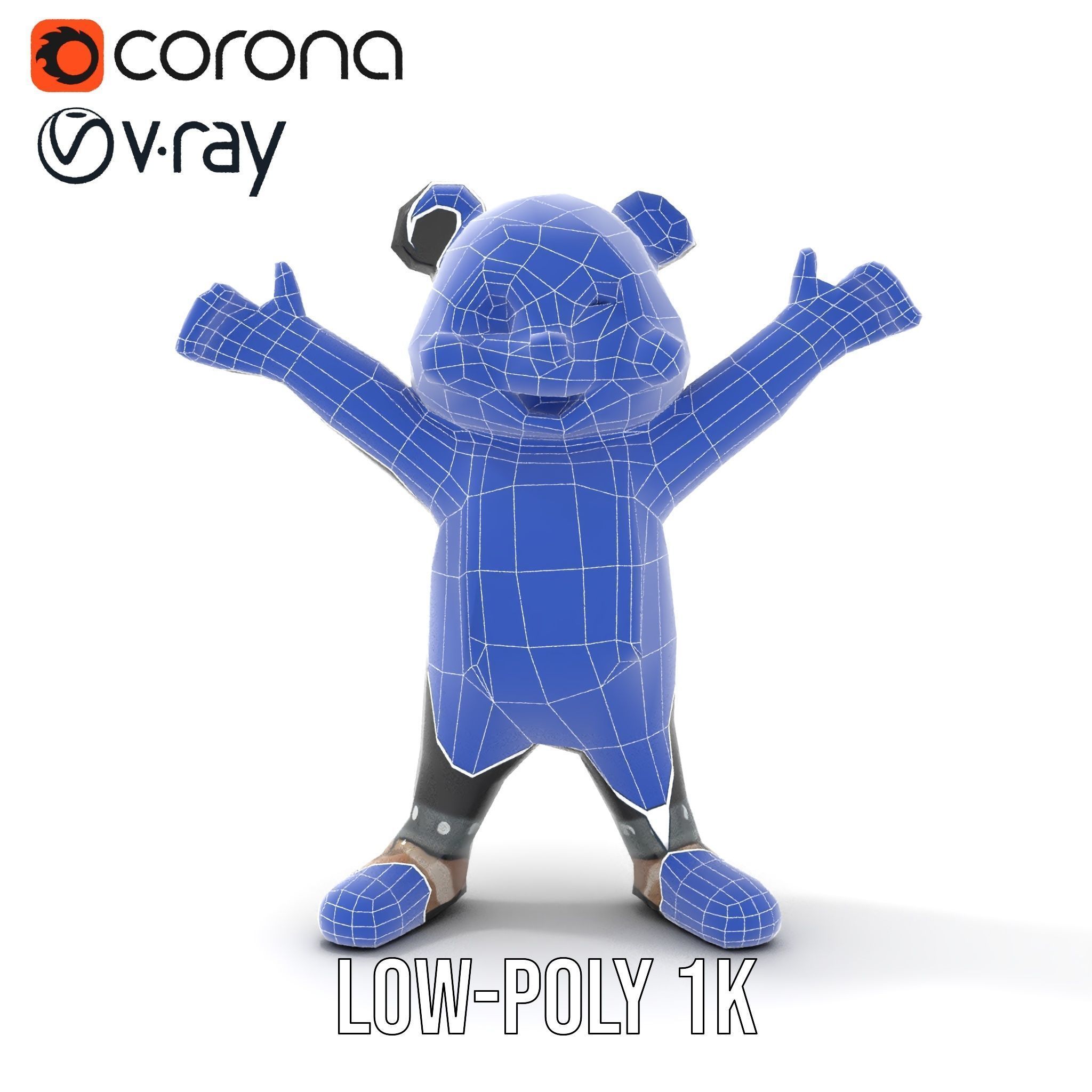 Animated Cute Panda Character Model Rigged and Animated Low-poly 3D model_29