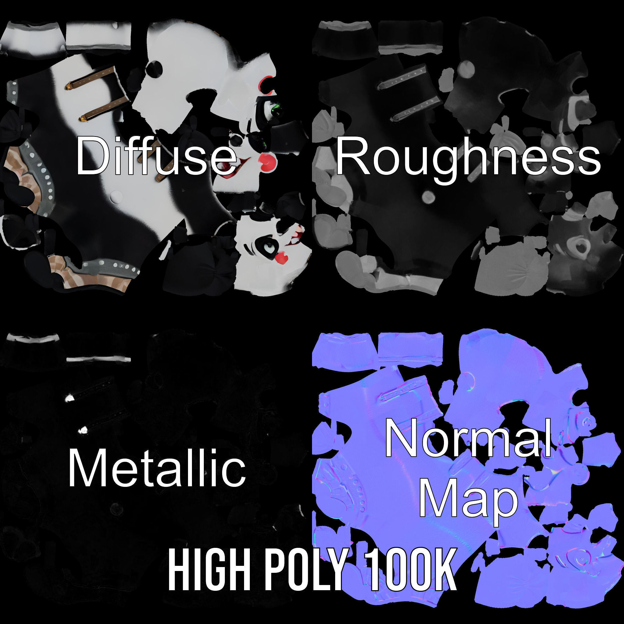 Animated Cute Panda Character Model Rigged and Animated Low-poly 3D model_4