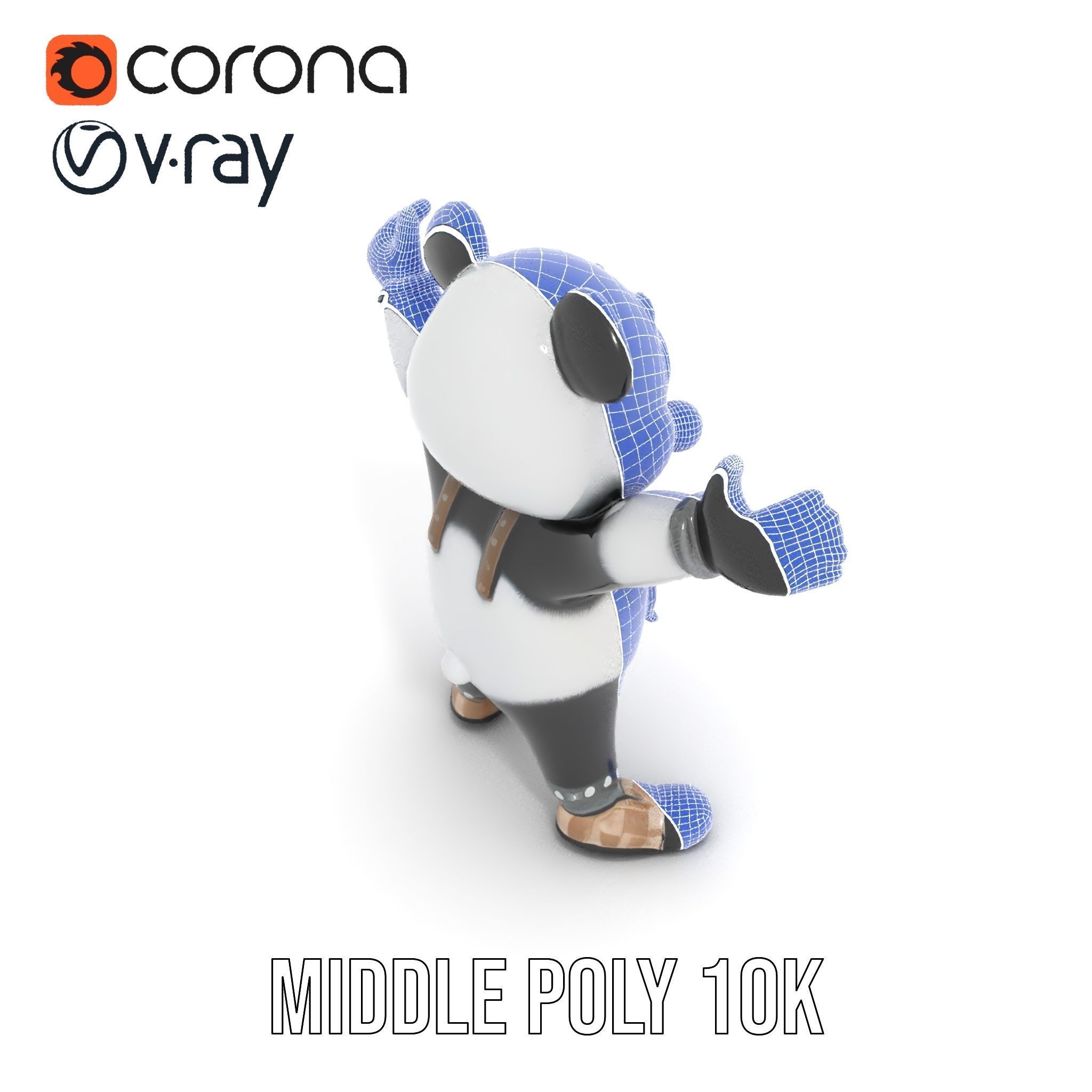 Animated Cute Panda Character Model Rigged and Animated Low-poly 3D model_19