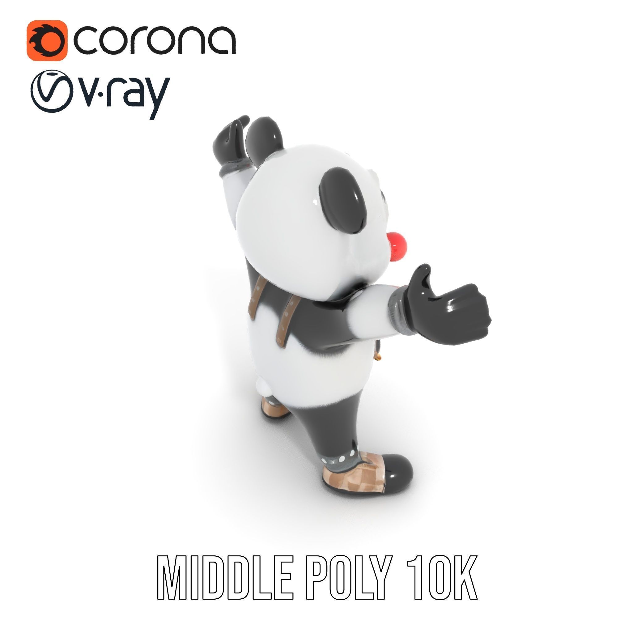 Animated Cute Panda Character Model Rigged and Animated Low-poly 3D model_25