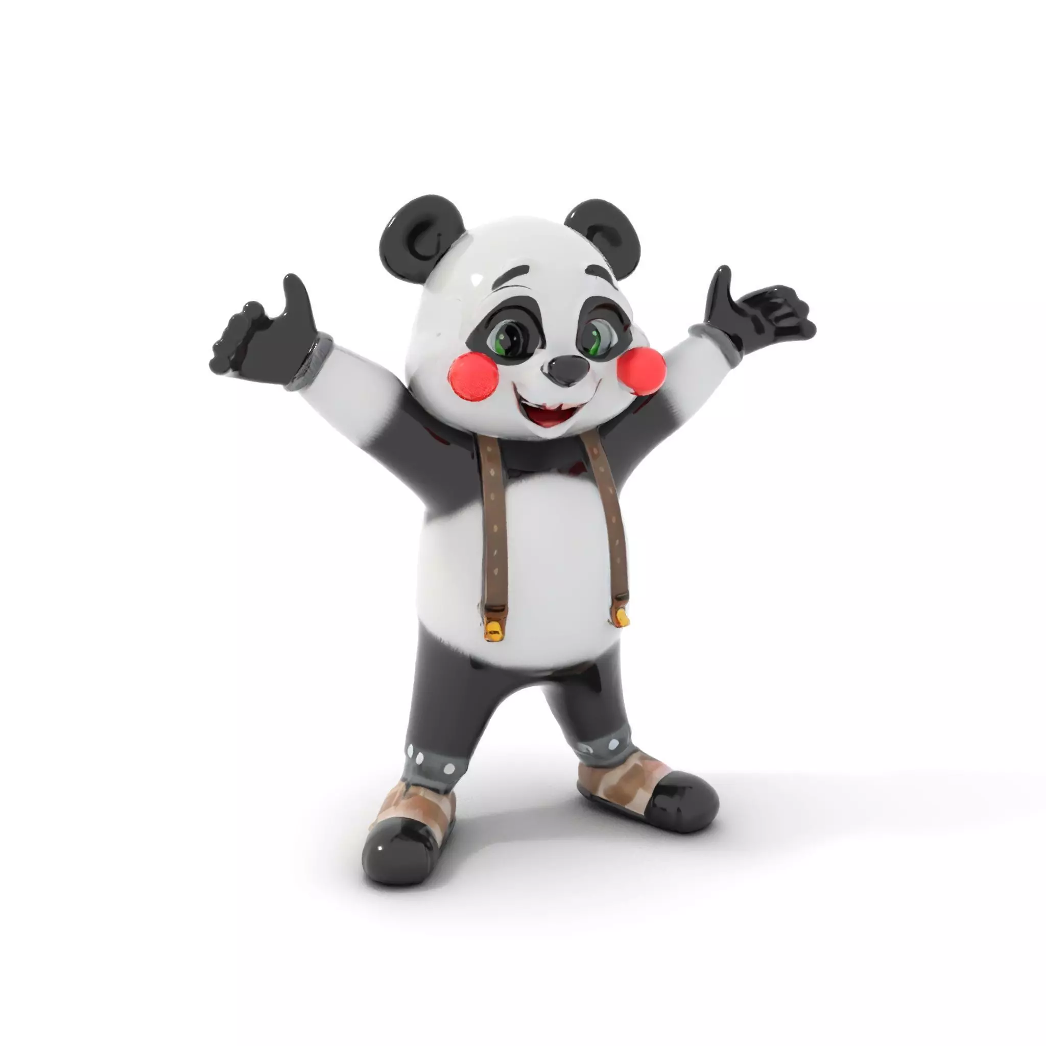 Animated Cute Panda Character Model Rigged and Animated Low-poly 3D model_0