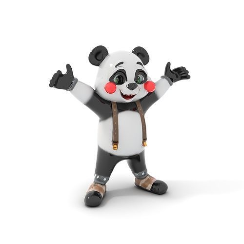 Animated Cute Panda Character Model Rigged and Animated Low-poly 3D model