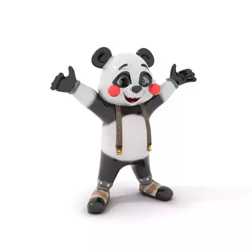 Animated Cute Panda Character Model Rigged and Animated Low-poly 3D model