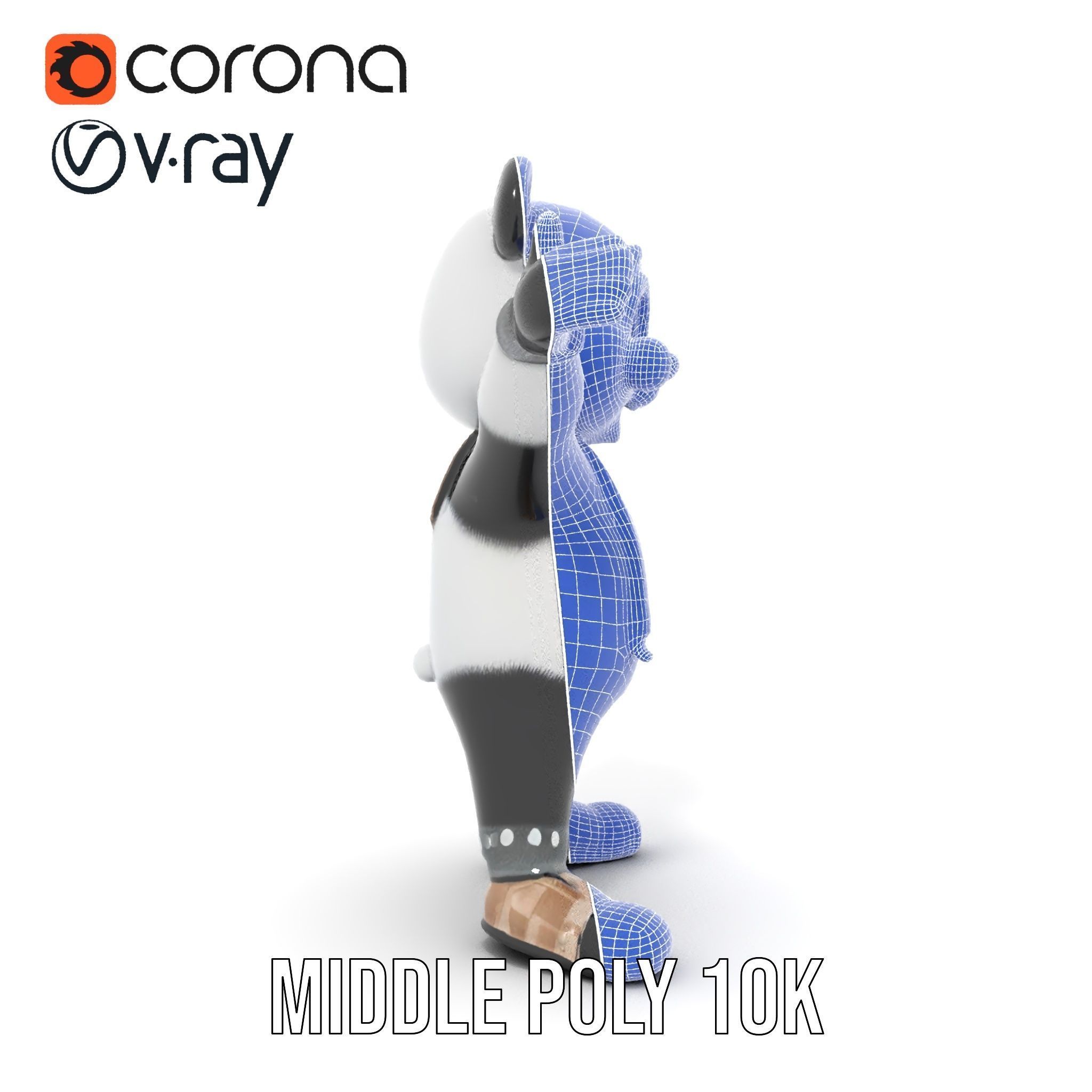 Animated Cute Panda Character Model Rigged and Animated Low-poly 3D model_35