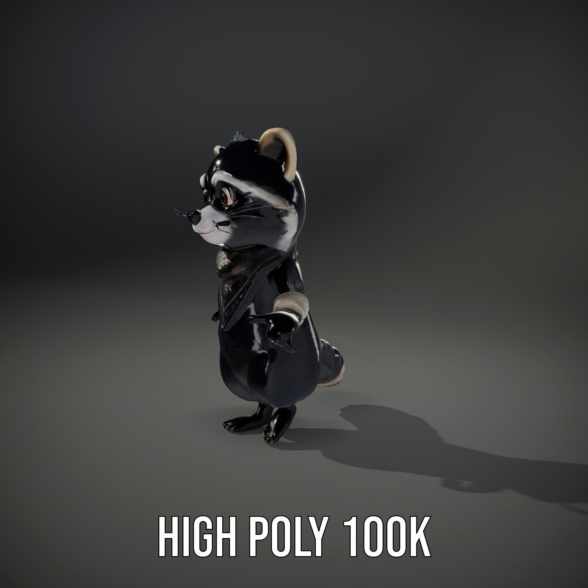 Charming Rigged and Animated Raccoon Character Model with Acc... Low-poly 3D model_10