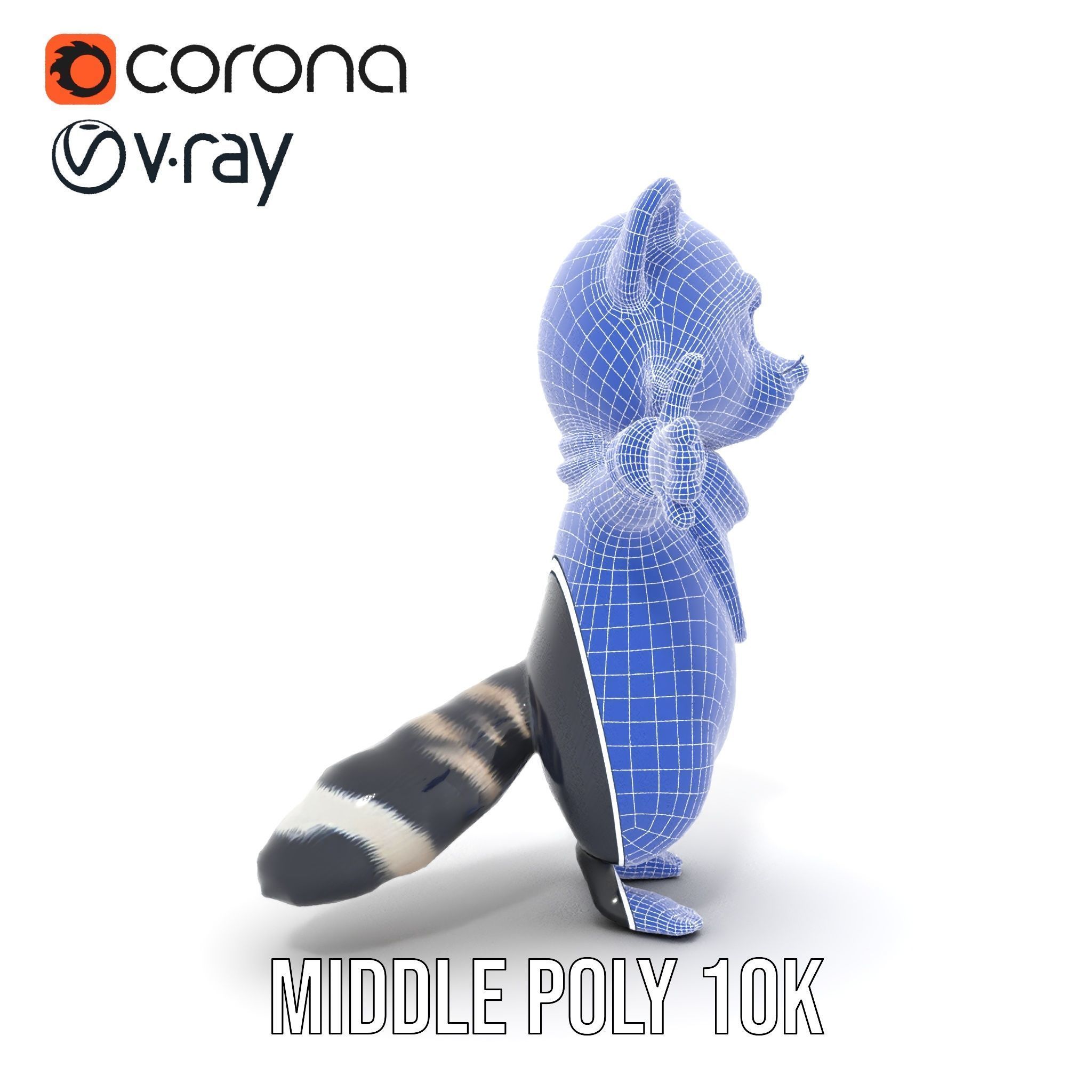 Charming Rigged and Animated Raccoon Character Model with Acc... Low-poly 3D model_33