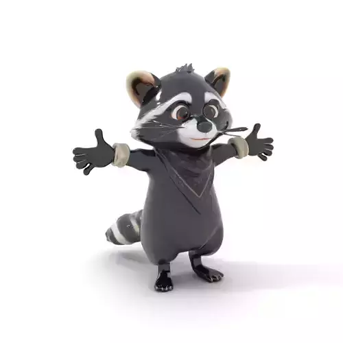 Charming Rigged and Animated Raccoon Character Model with Acc... Low-poly 3D model