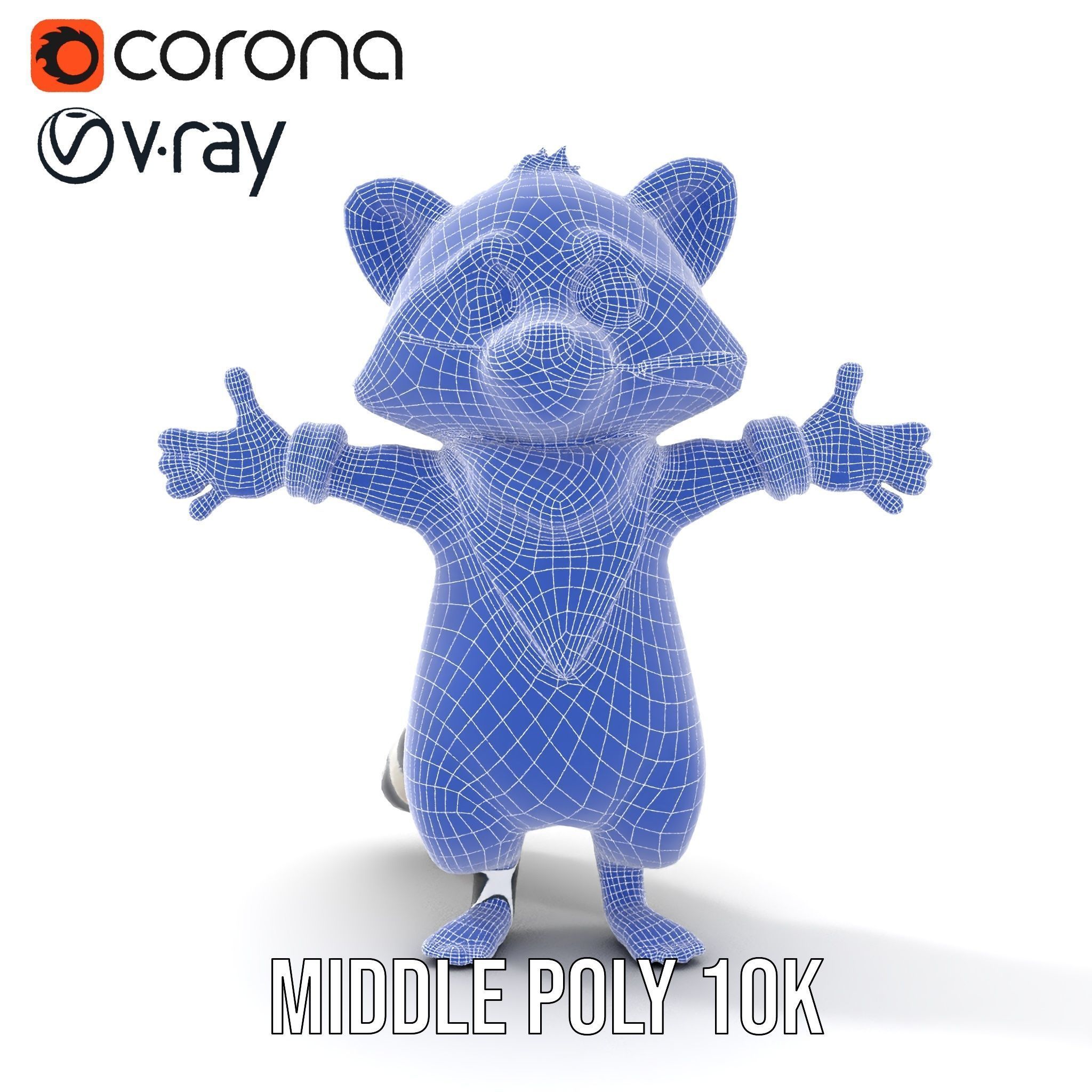 Charming Rigged and Animated Raccoon Character Model with Acc... Low-poly 3D model_30