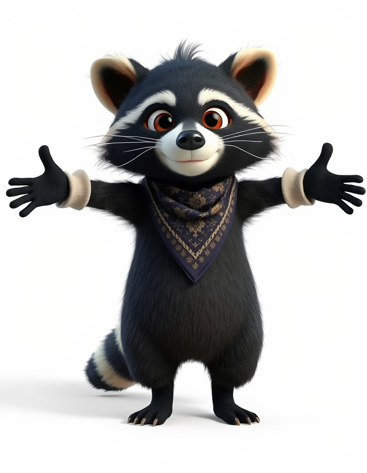 Charming Rigged and Animated Raccoon Character Model with Acc... Low-poly 3D model_3