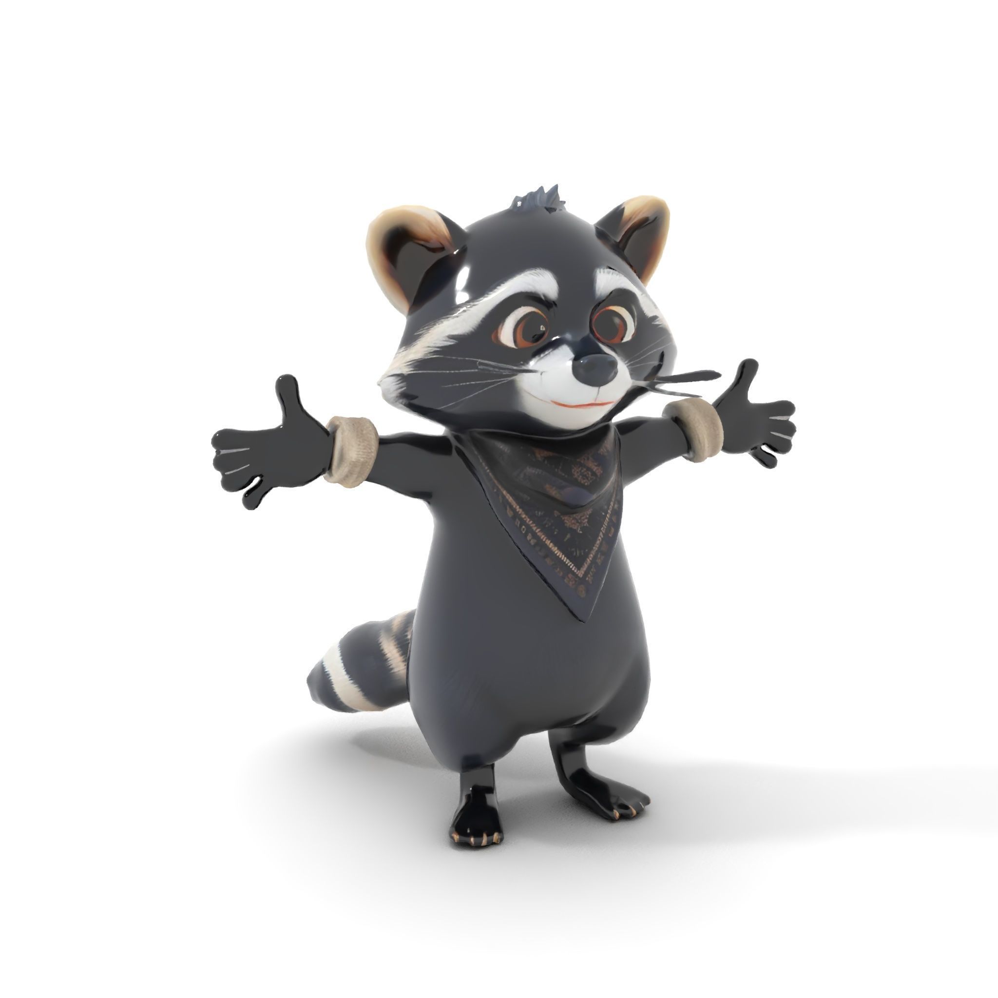 Charming Rigged and Animated Raccoon Character Model with Acc... Low-poly 3D model_16