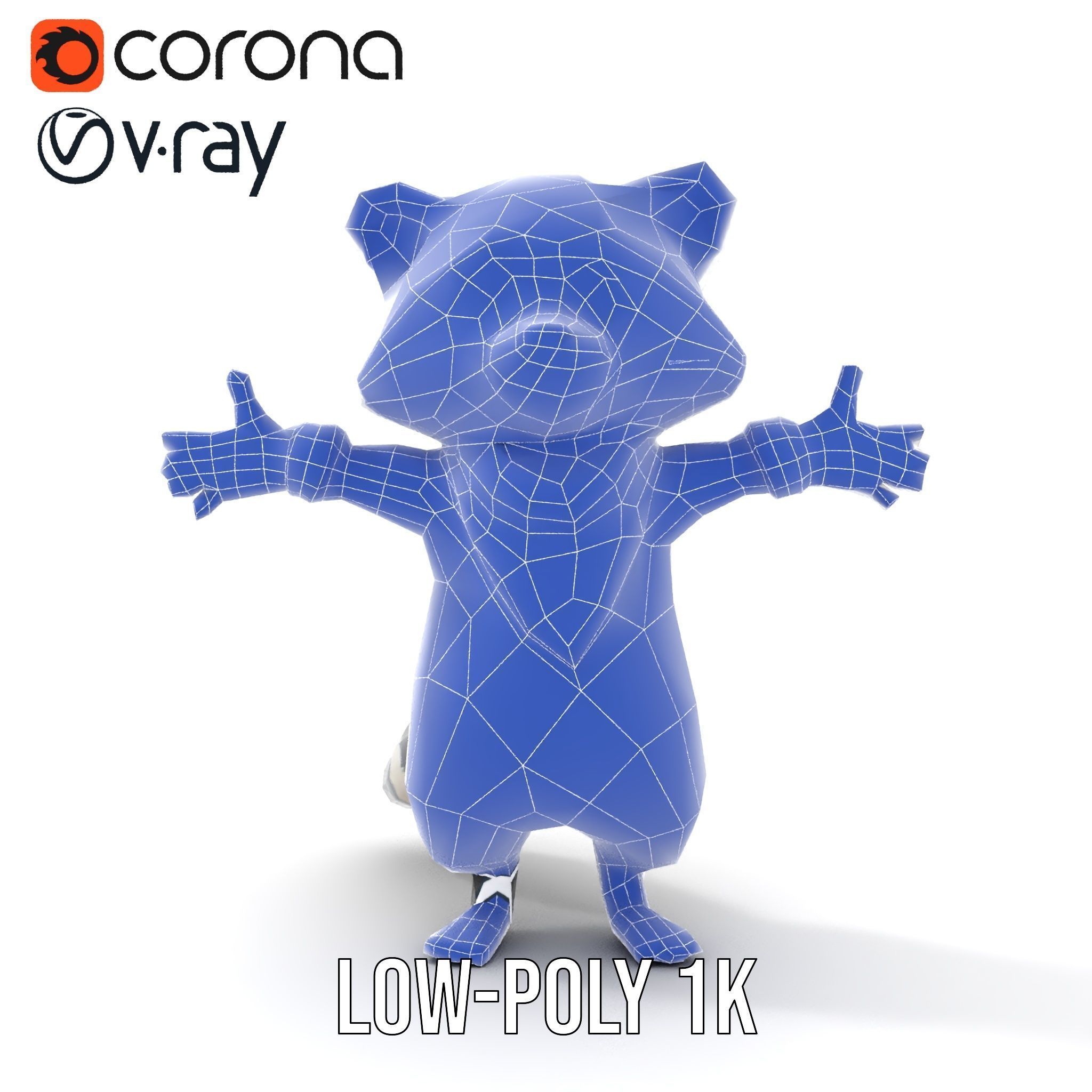 Charming Rigged and Animated Raccoon Character Model with Acc... Low-poly 3D model_12
