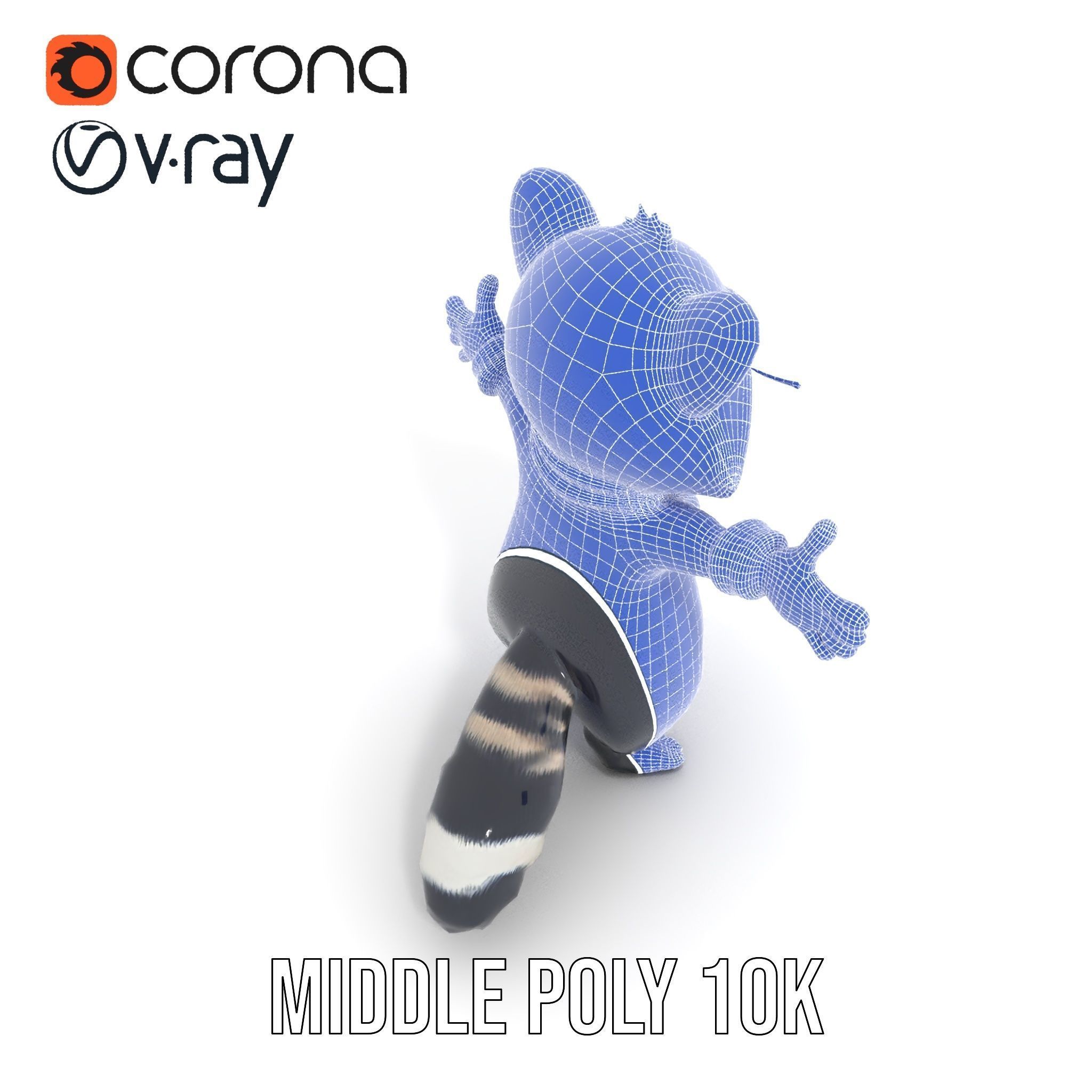 Charming Rigged and Animated Raccoon Character Model with Acc... Low-poly 3D model_35