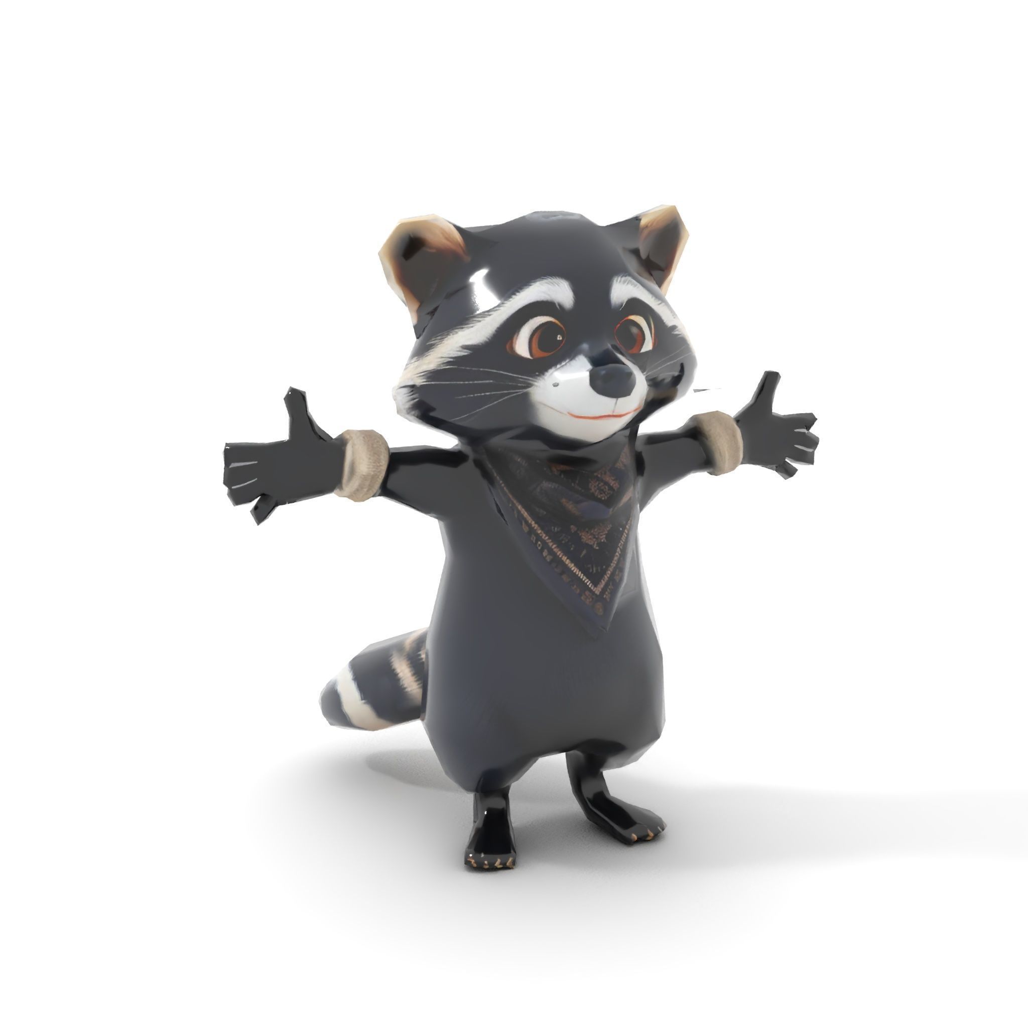 Charming Rigged and Animated Raccoon Character Model with Acc... Low-poly 3D model_23