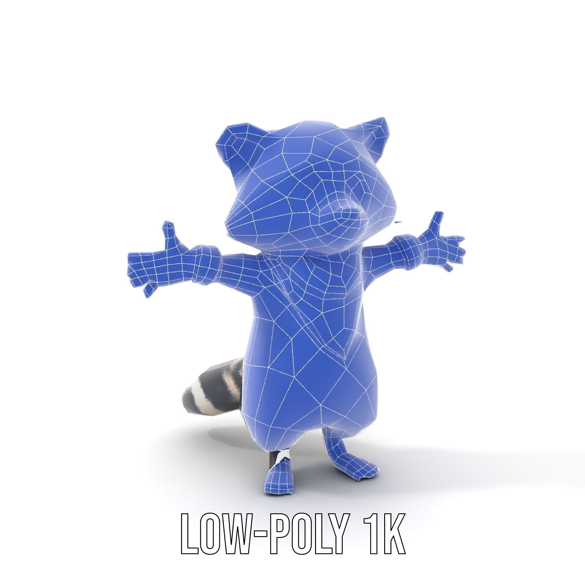 Charming Rigged and Animated Raccoon Character Model with Acc... Low-poly 3D model_31