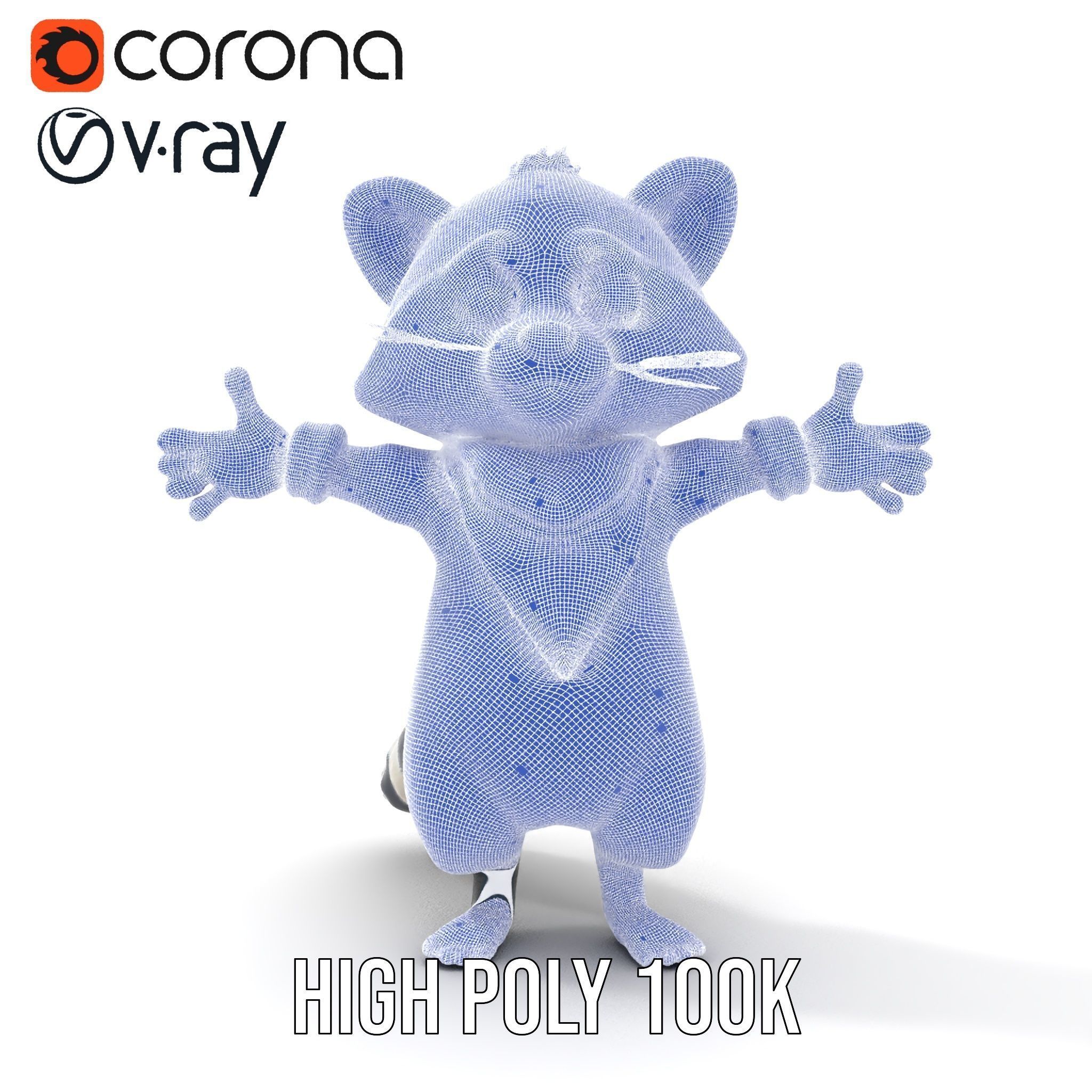 Charming Rigged and Animated Raccoon Character Model with Acc... Low-poly 3D model_34