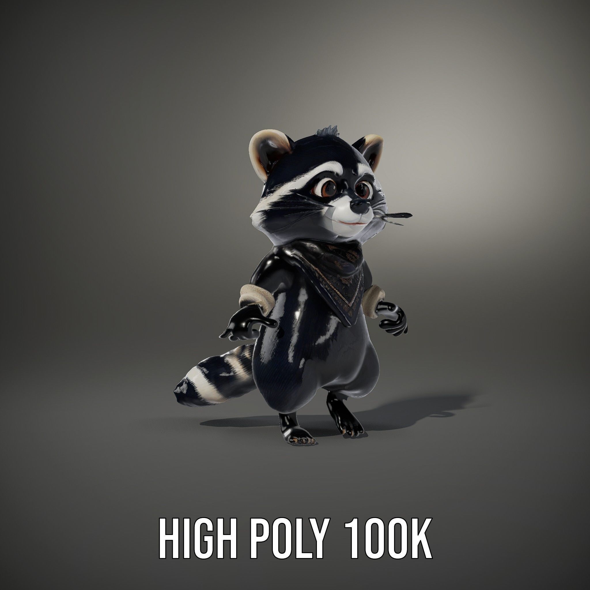 Charming Rigged and Animated Raccoon Character Model with Acc... Low-poly 3D model_13