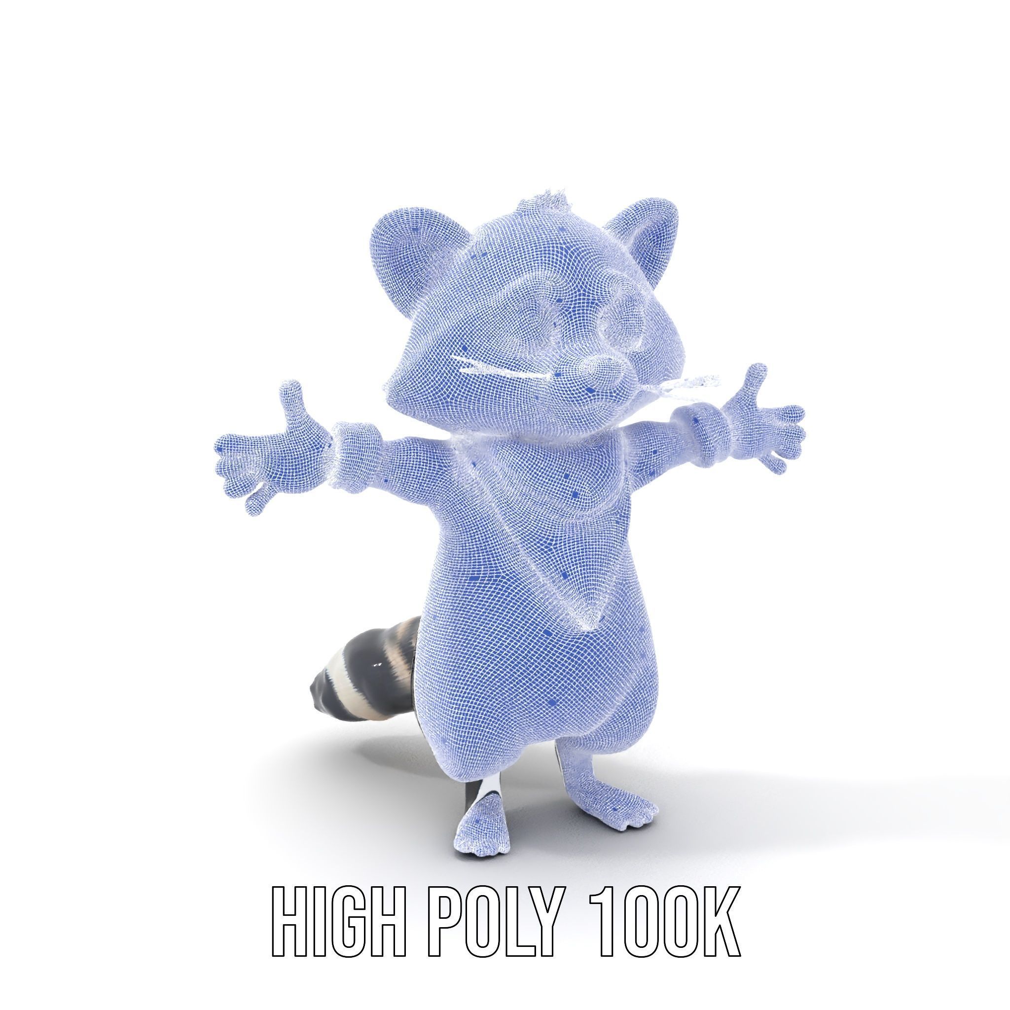 Charming Rigged and Animated Raccoon Character Model with Acc... Low-poly 3D model_5
