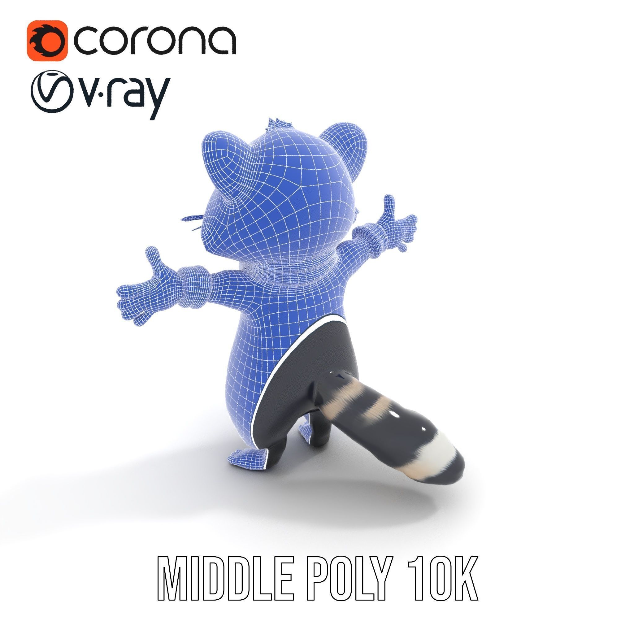 Charming Rigged and Animated Raccoon Character Model with Acc... Low-poly 3D model_27