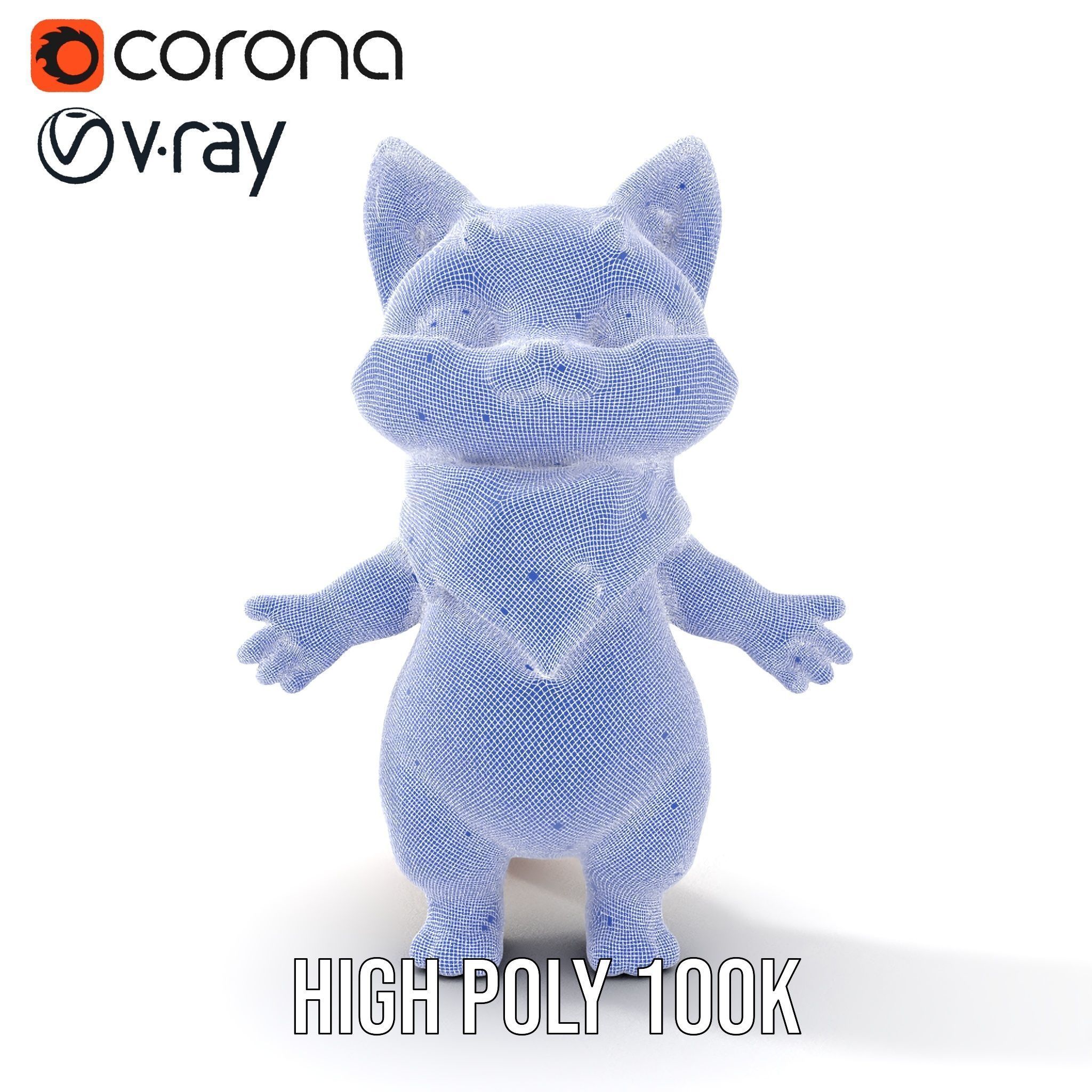 Playful Kitten with Bandana Rigged and Animated Model Low-poly 3D model_36