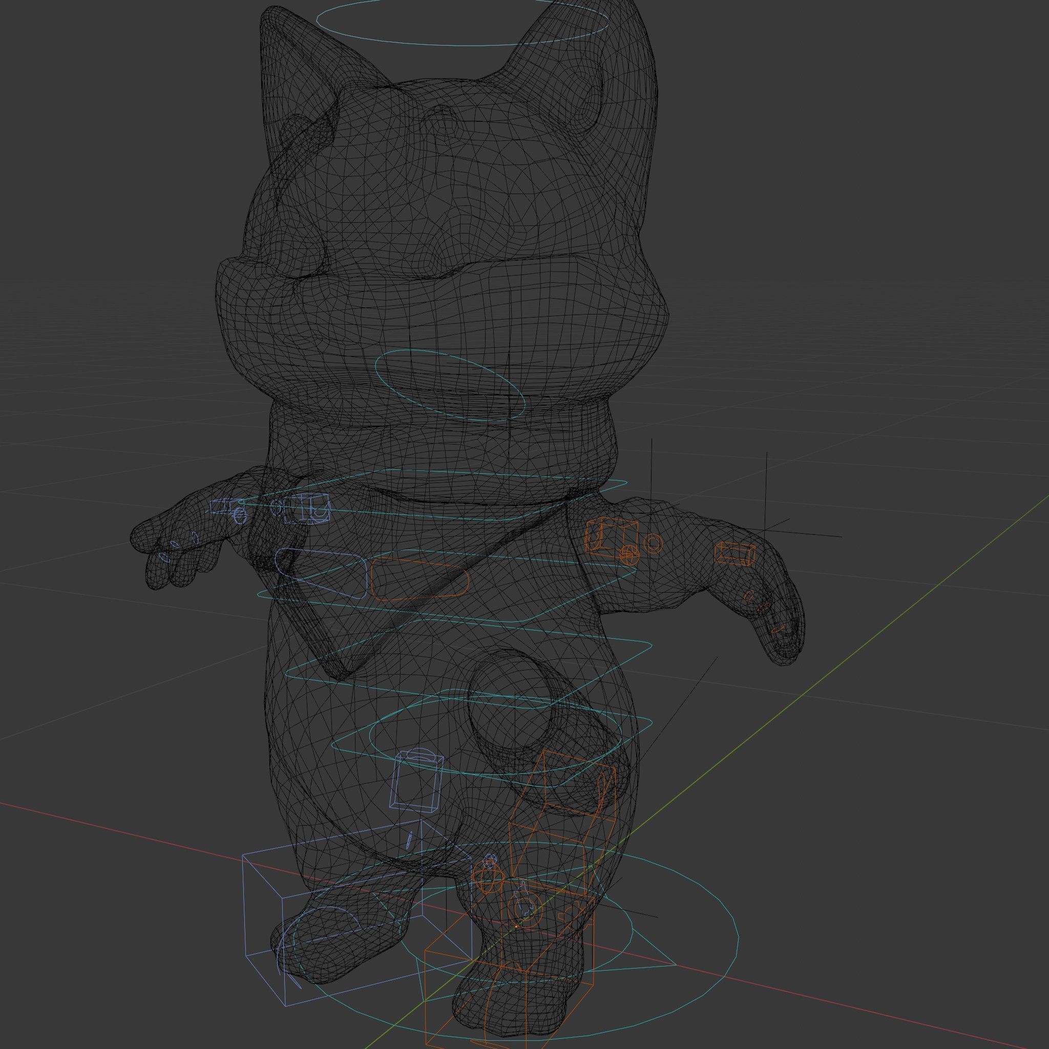 Playful Kitten with Bandana Rigged and Animated Model Low-poly 3D model_6