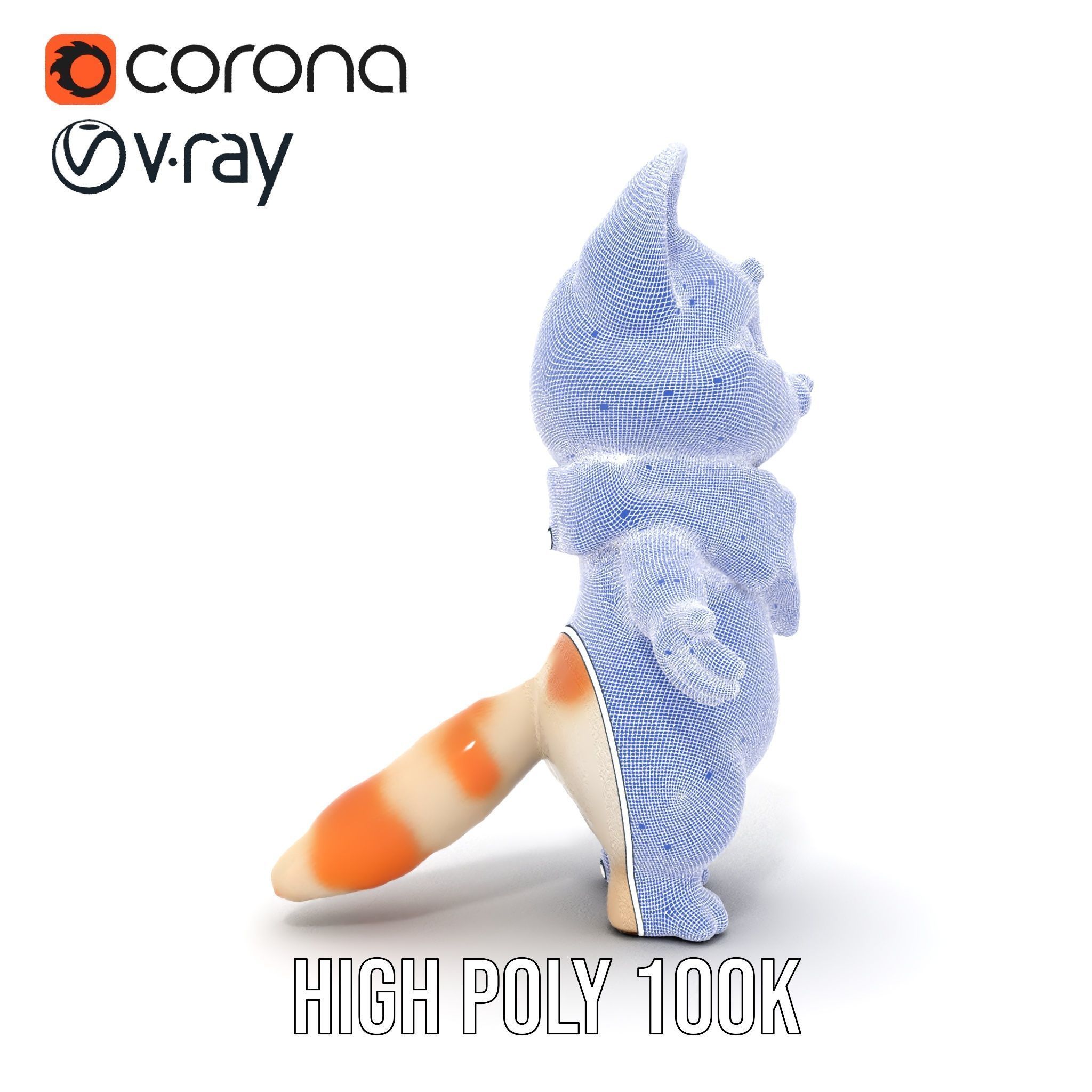 Playful Kitten with Bandana Rigged and Animated Model Low-poly 3D model_37