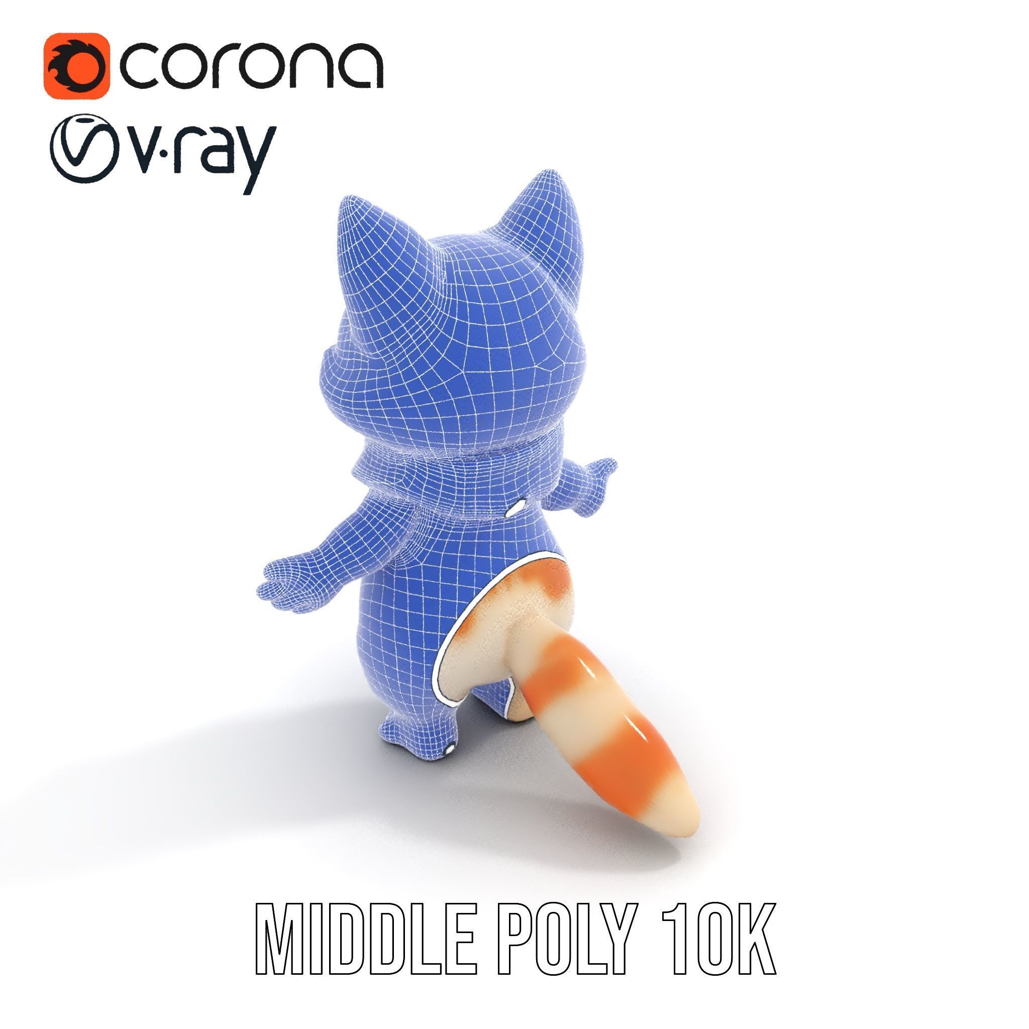 Playful Kitten with Bandana Rigged and Animated Model Low-poly 3D model_24