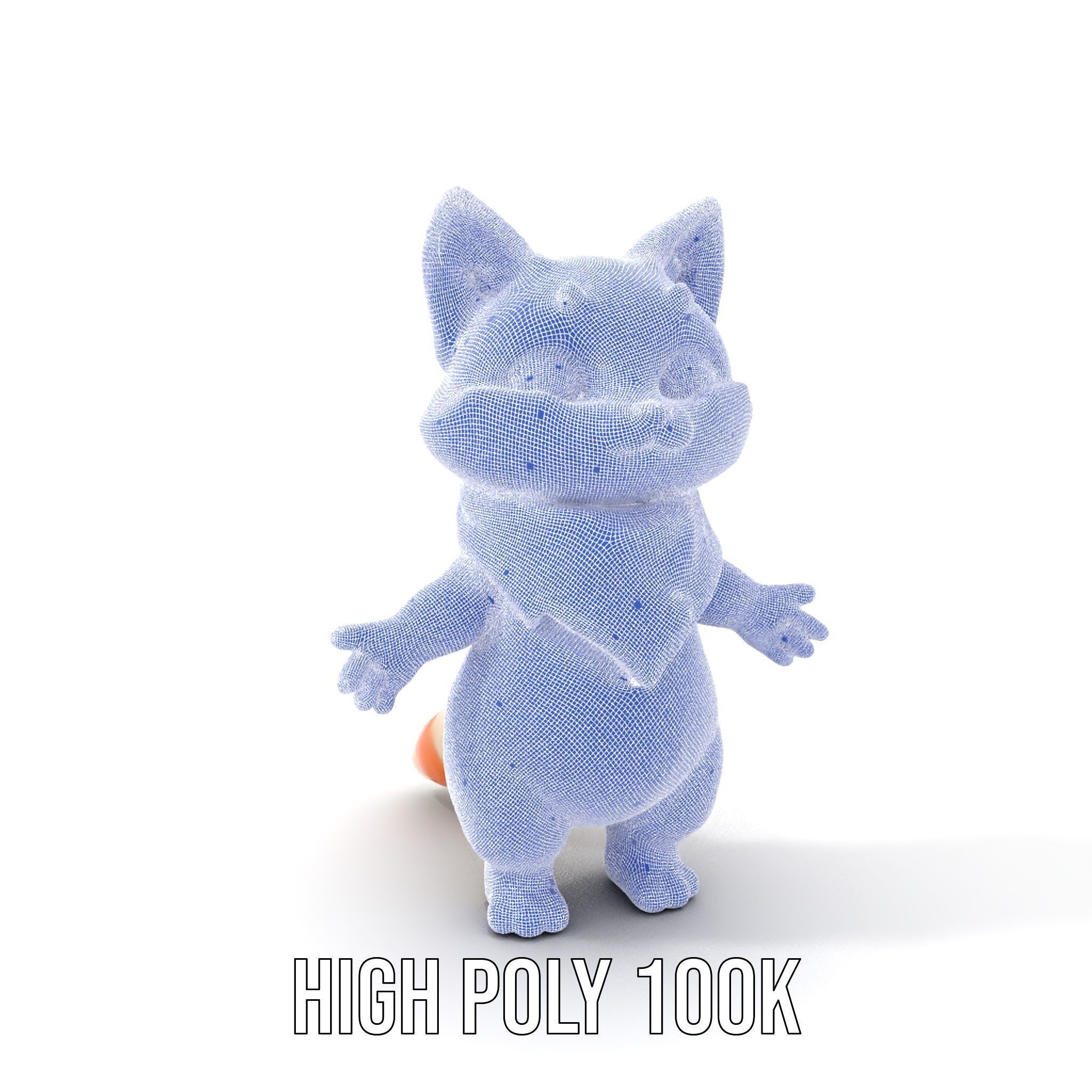 Playful Kitten with Bandana Rigged and Animated Model Low-poly 3D model_5