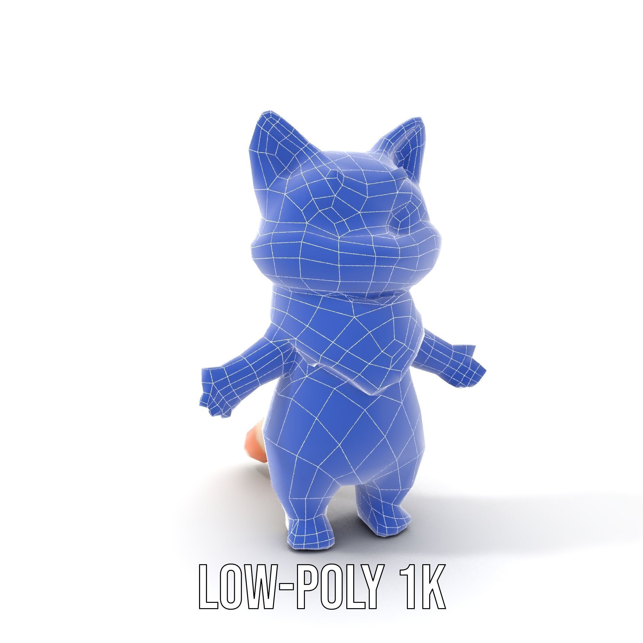 Playful Kitten with Bandana Rigged and Animated Model Low-poly 3D model_20