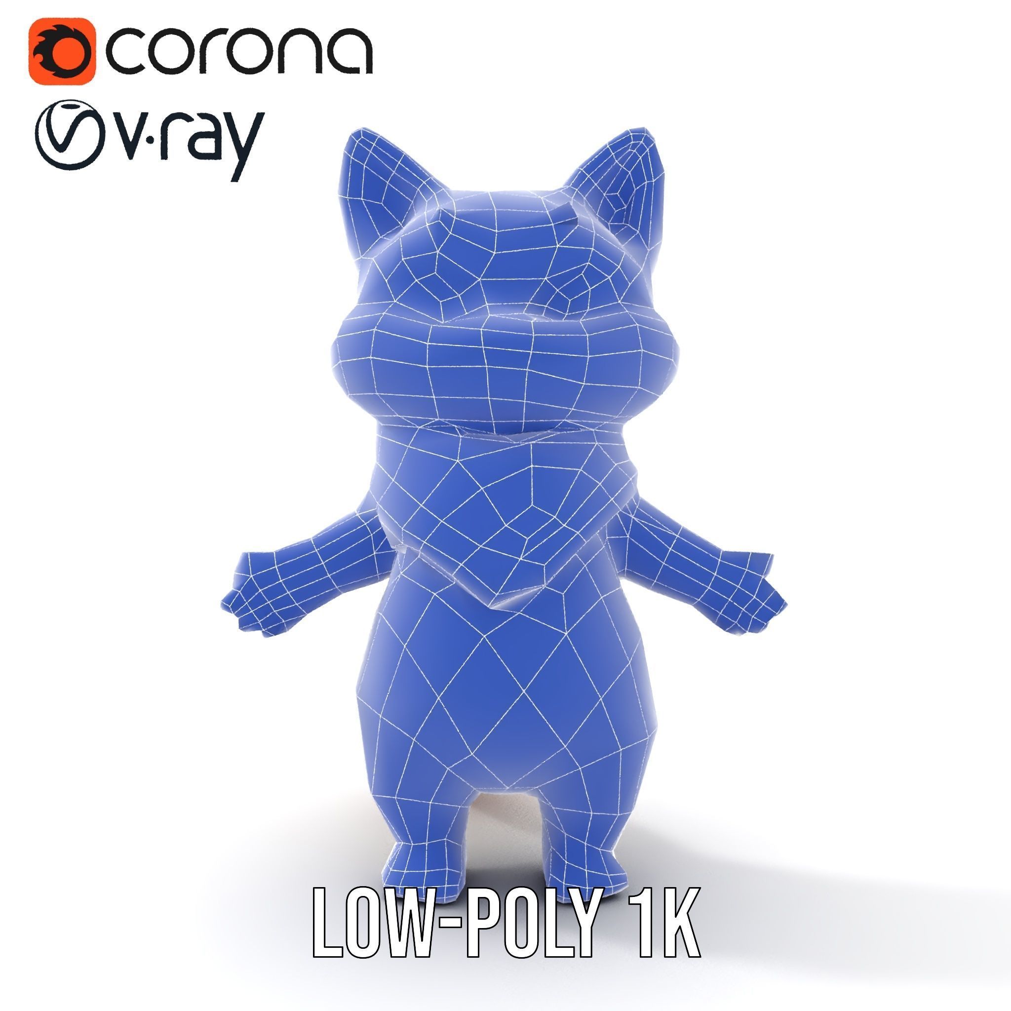 Playful Kitten with Bandana Rigged and Animated Model Low-poly 3D model_31