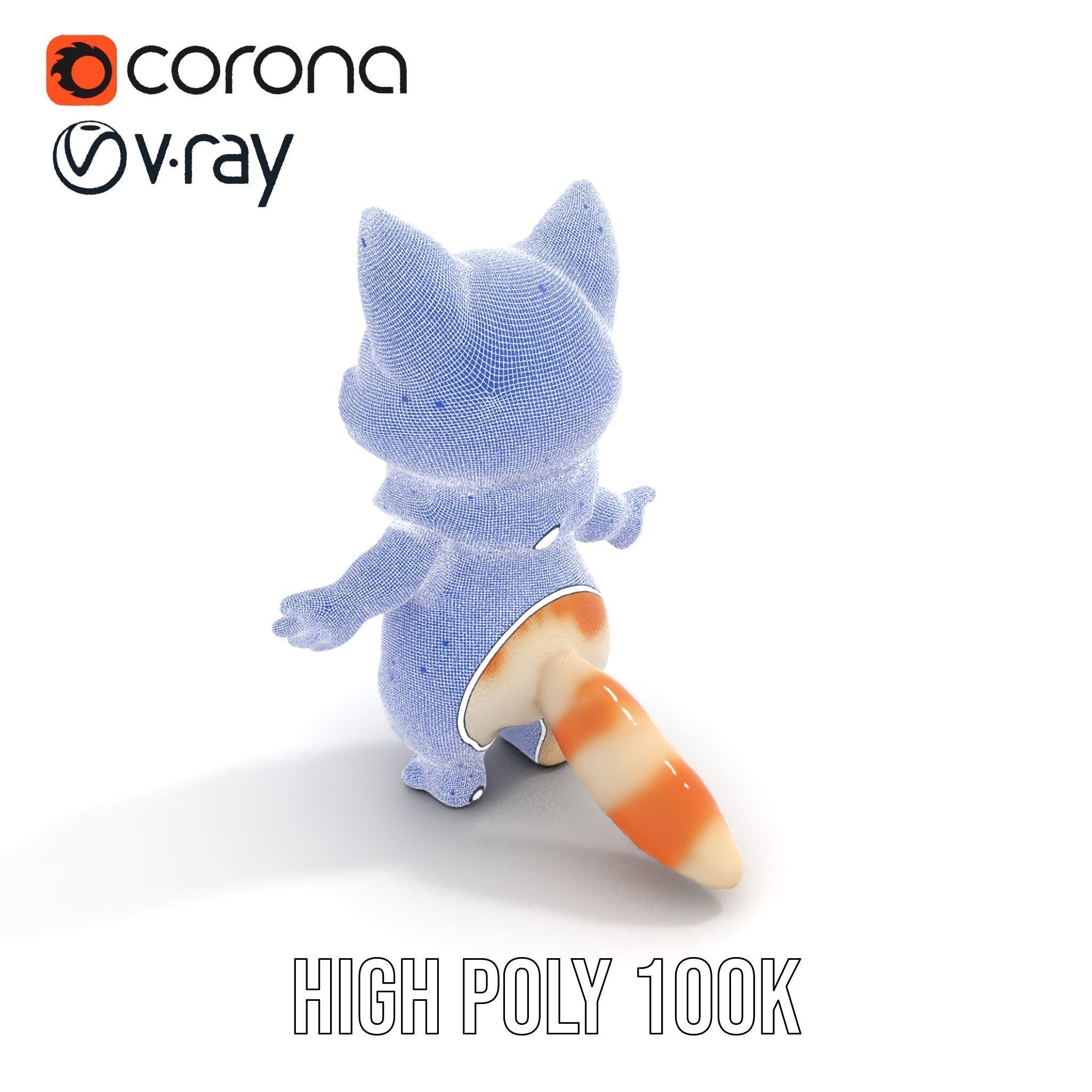 Playful Kitten with Bandana Rigged and Animated Model Low-poly 3D model_29