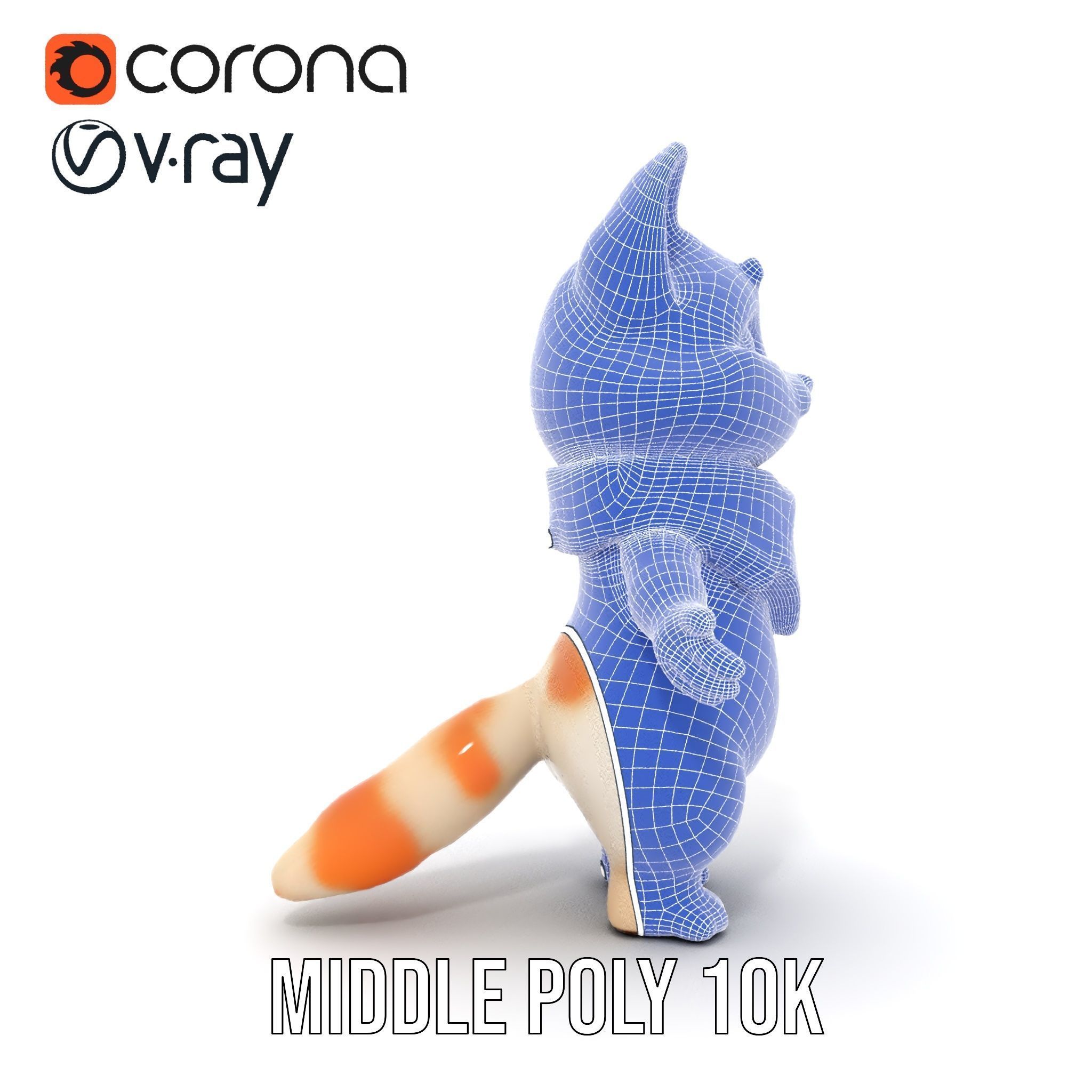 Playful Kitten with Bandana Rigged and Animated Model Low-poly 3D model_35