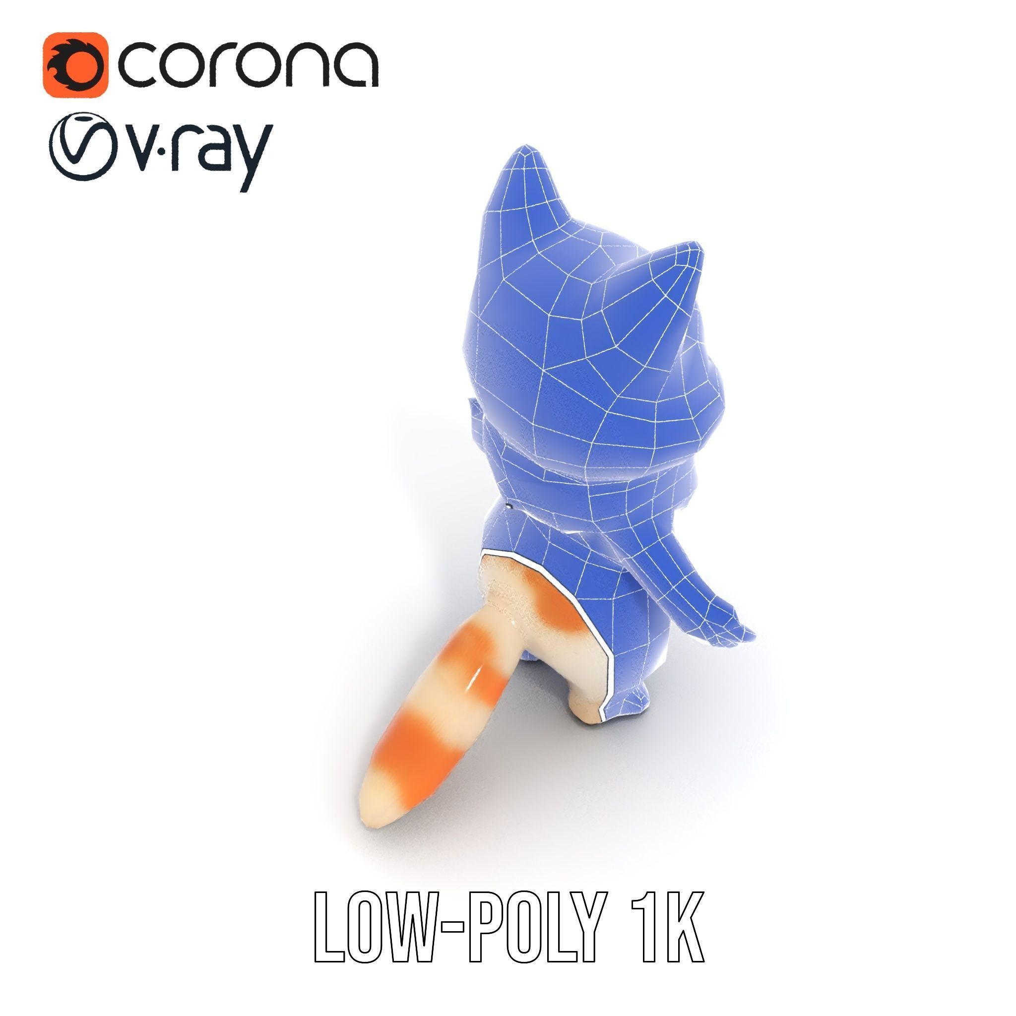 Playful Kitten with Bandana Rigged and Animated Model Low-poly 3D model_25