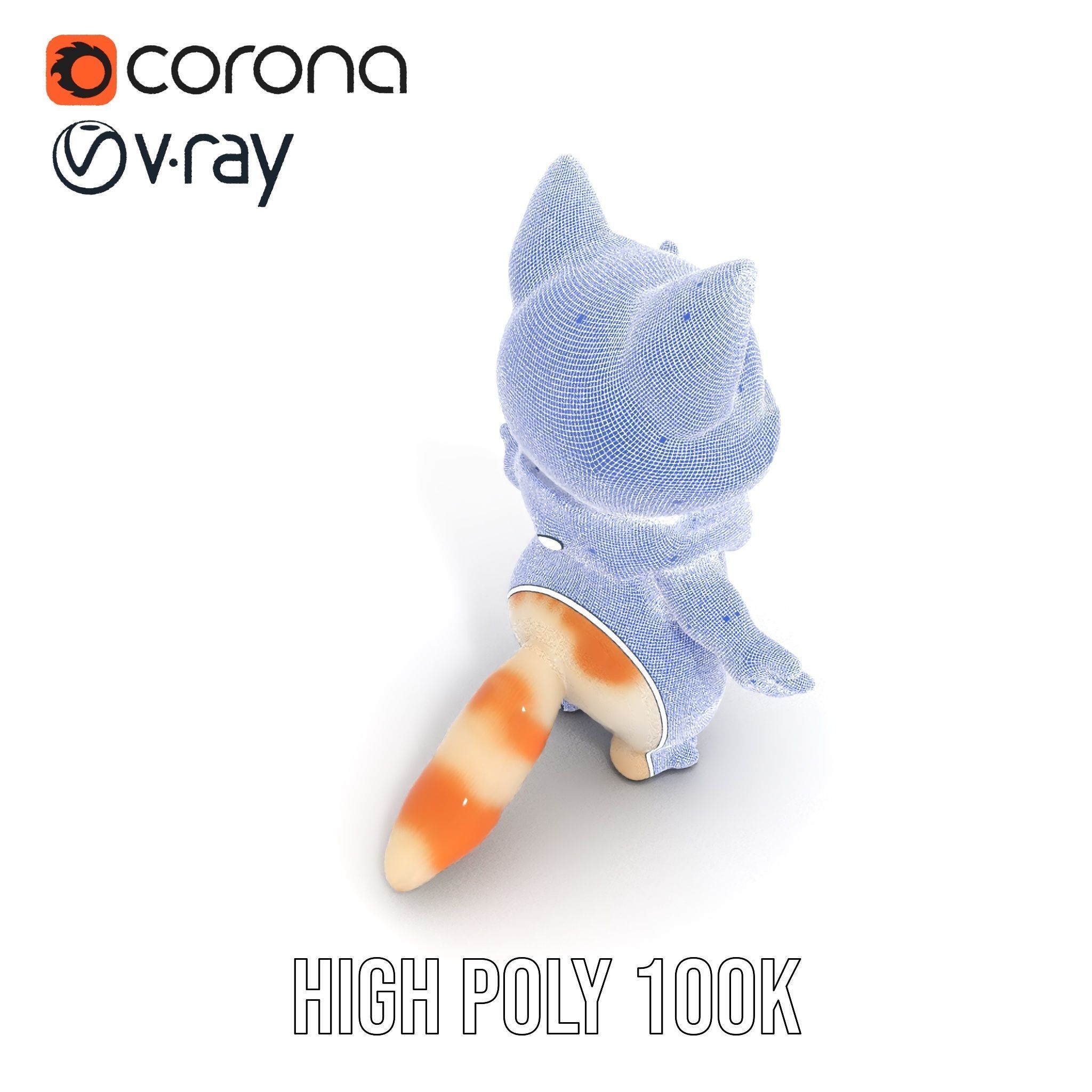 Playful Kitten with Bandana Rigged and Animated Model Low-poly 3D model_34