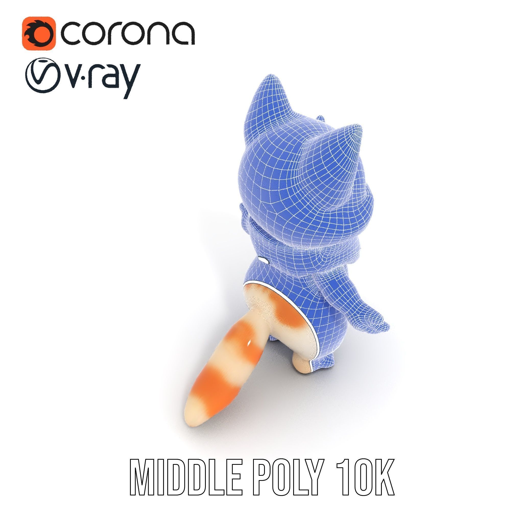 Playful Kitten with Bandana Rigged and Animated Model Low-poly 3D model_21