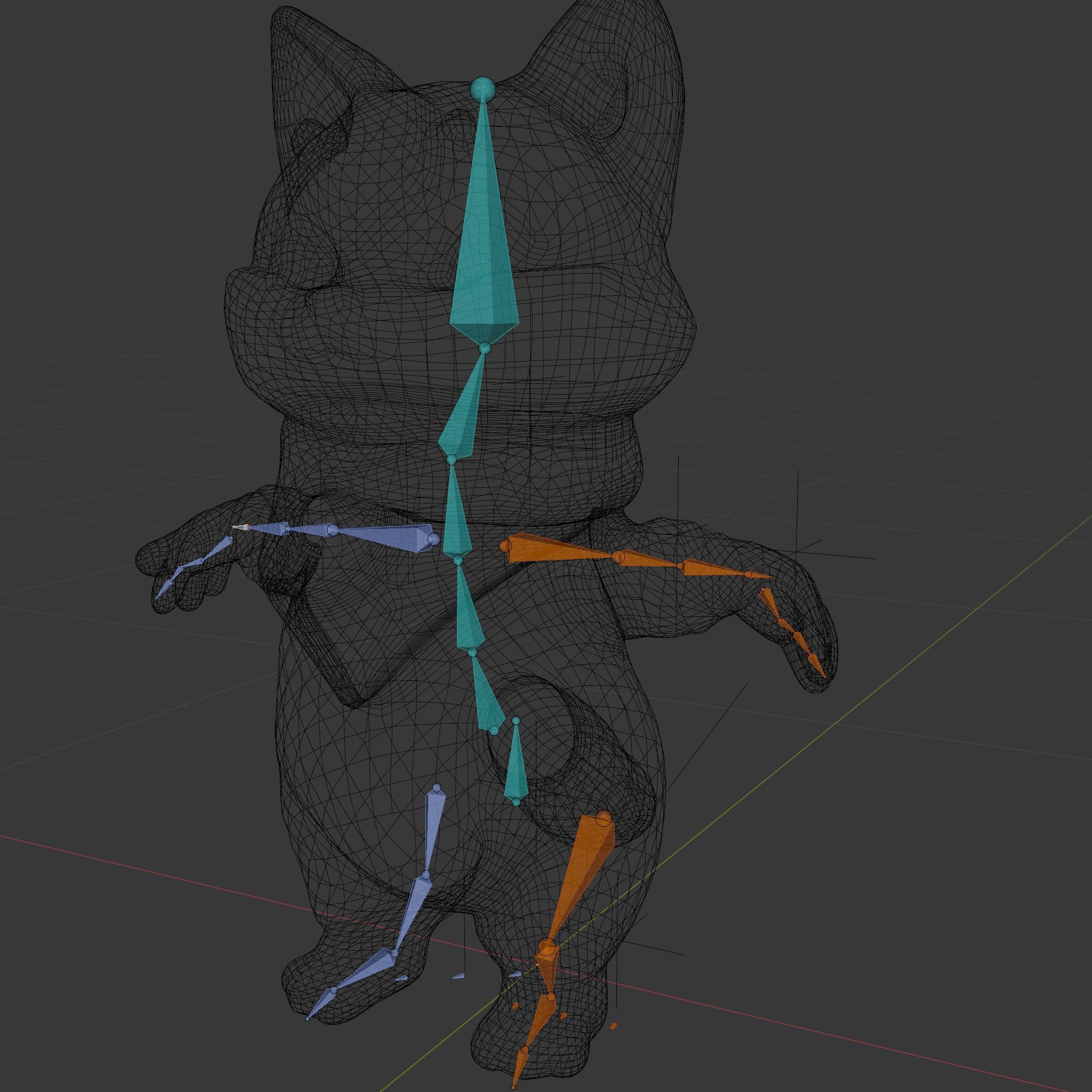 Playful Kitten with Bandana Rigged and Animated Model Low-poly 3D model_7