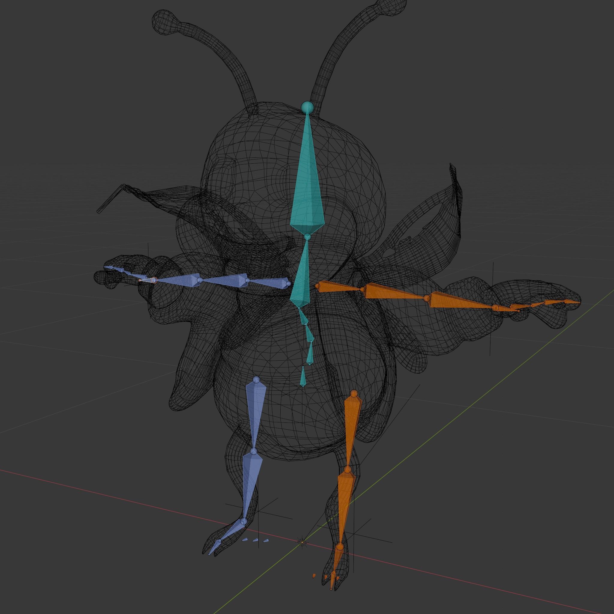 Colorful Bee Character Rigged and Animated Model Low-poly 3D model_6