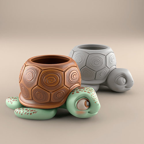 Cute Turtle Planter Urn candy container candle holder 3D print model